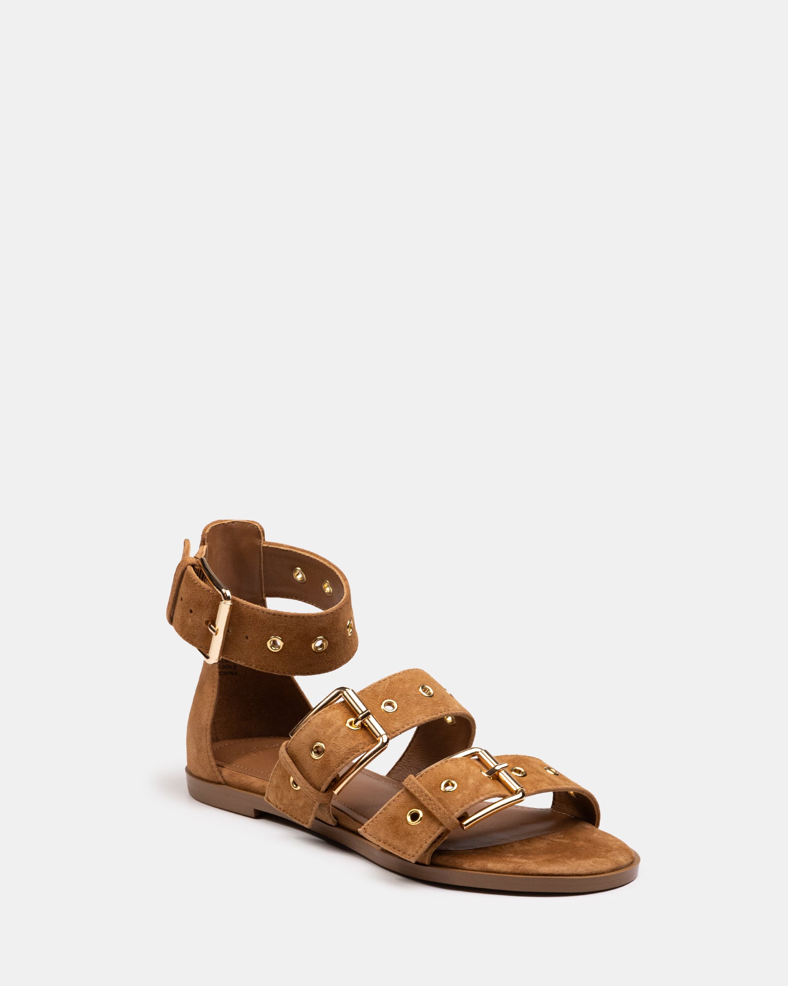 Elyssa Burnt Almond Suede Leather Sandal