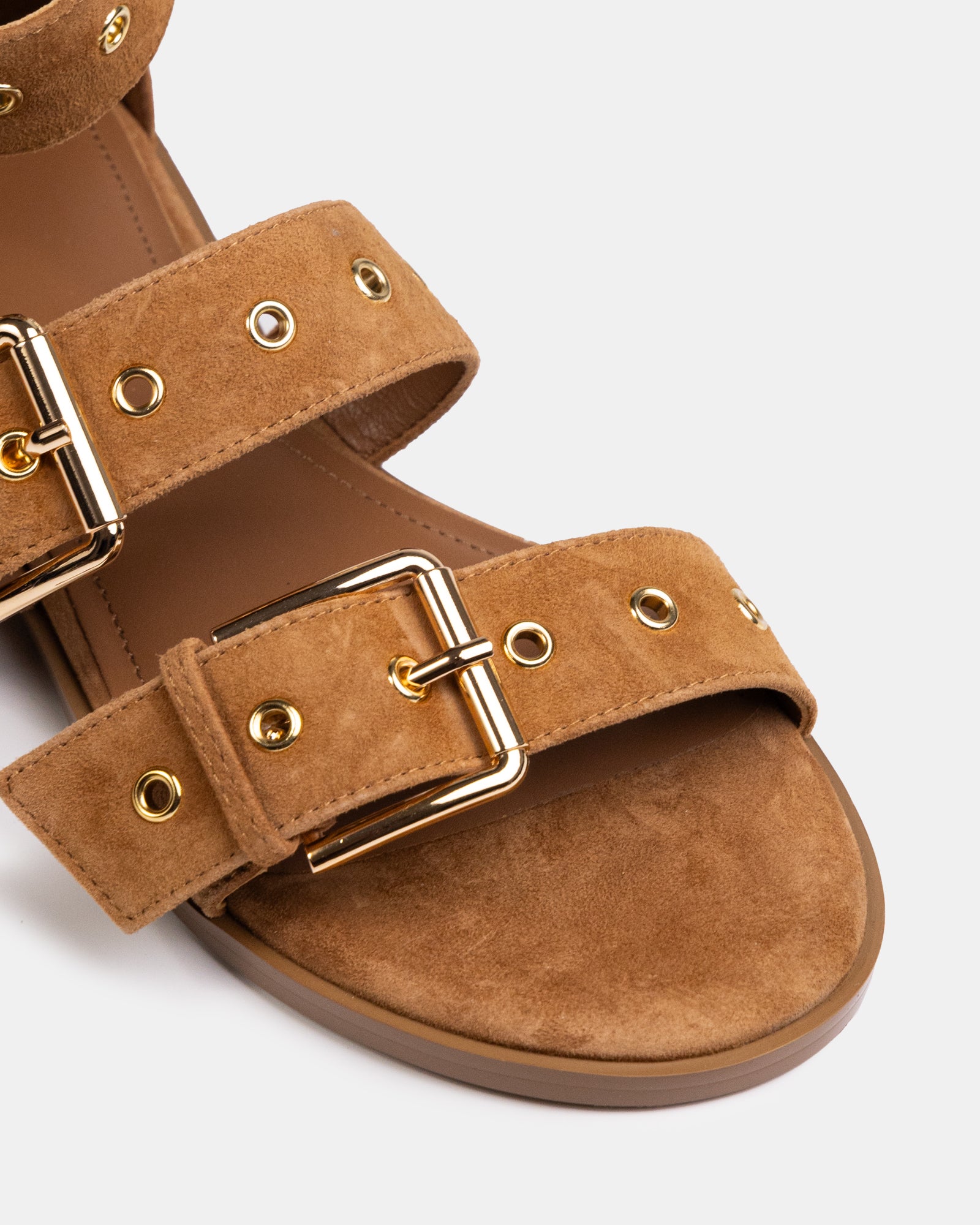 Elyssa Burnt Almond Suede Leather Sandal