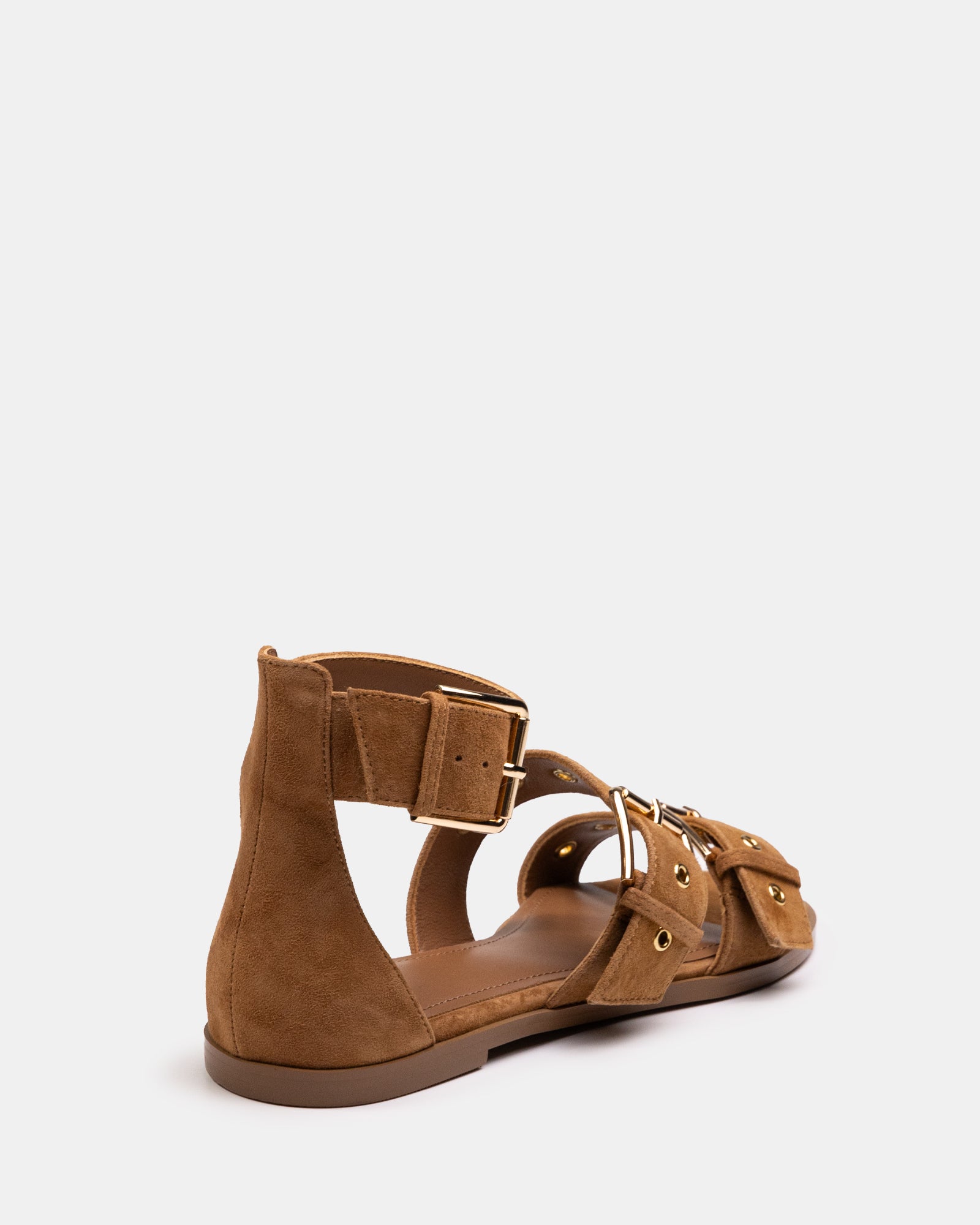 Elyssa Burnt Almond Suede Leather Sandal
