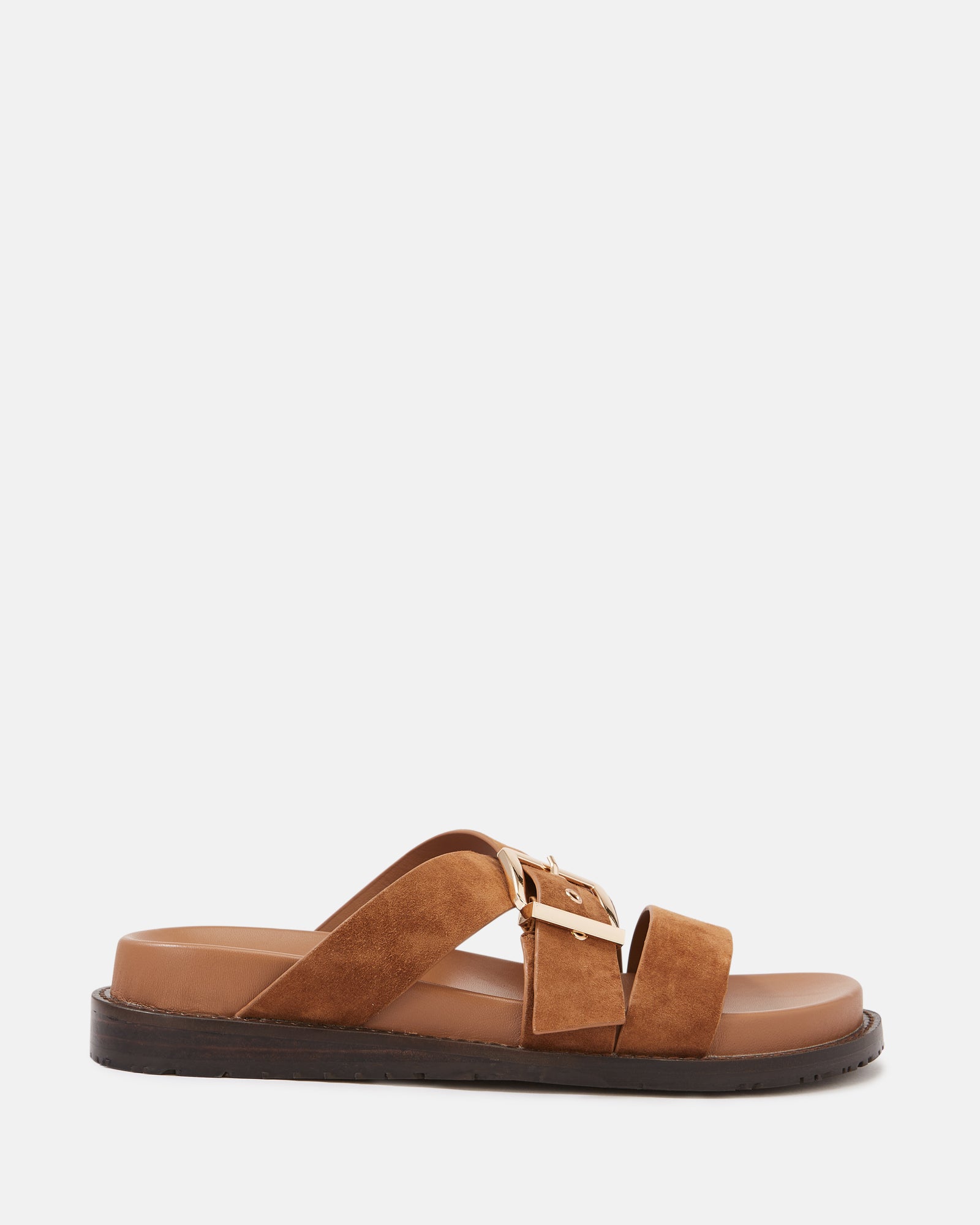 Adelle Tan Suede Leather Footbed Sandal