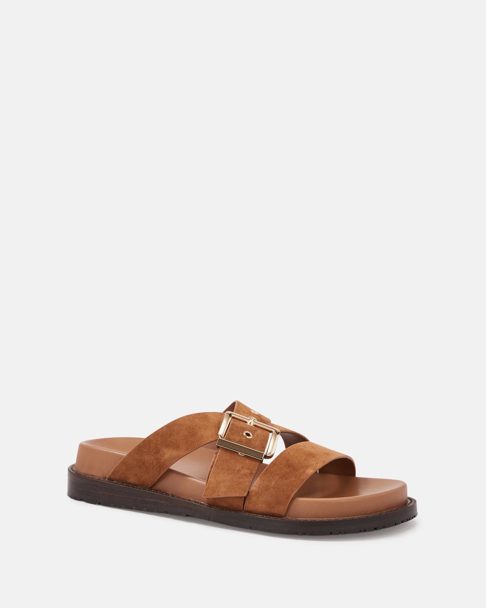 Adelle Tan Suede Leather Footbed Sandal