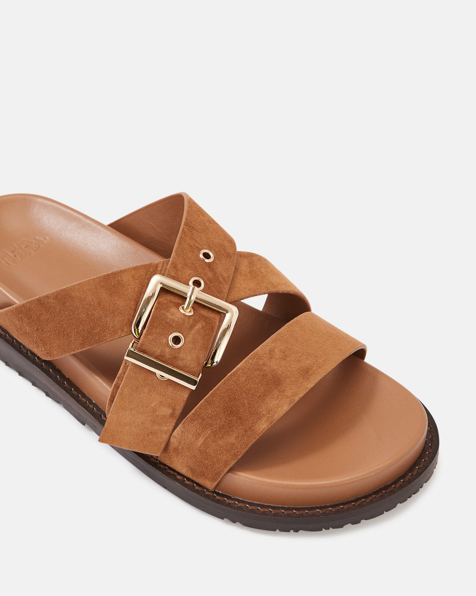 Adelle Tan Suede Leather Footbed Sandal