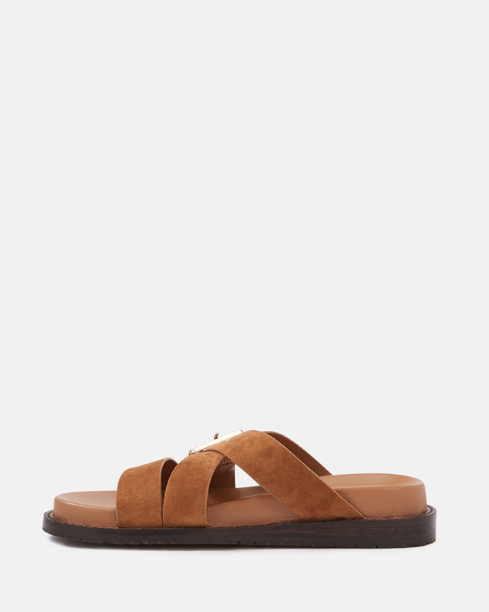Adelle Tan Suede Leather Footbed Sandal