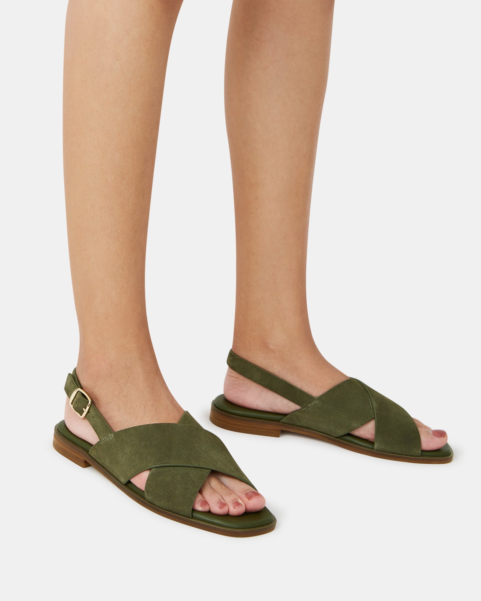 Deon Boho Green Suede Leather Sandal