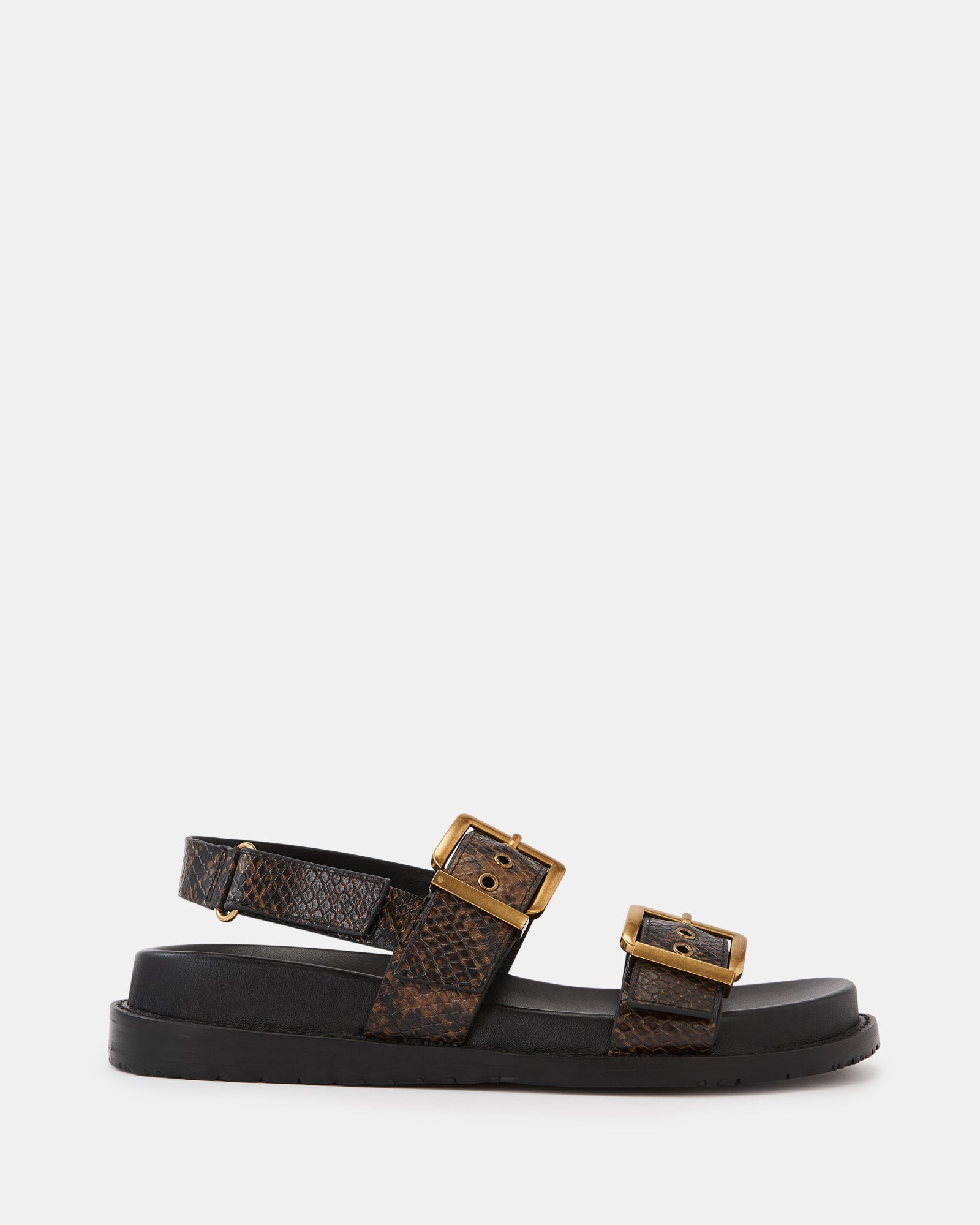 Archie Snake Emboss Leather Footbed Sandal