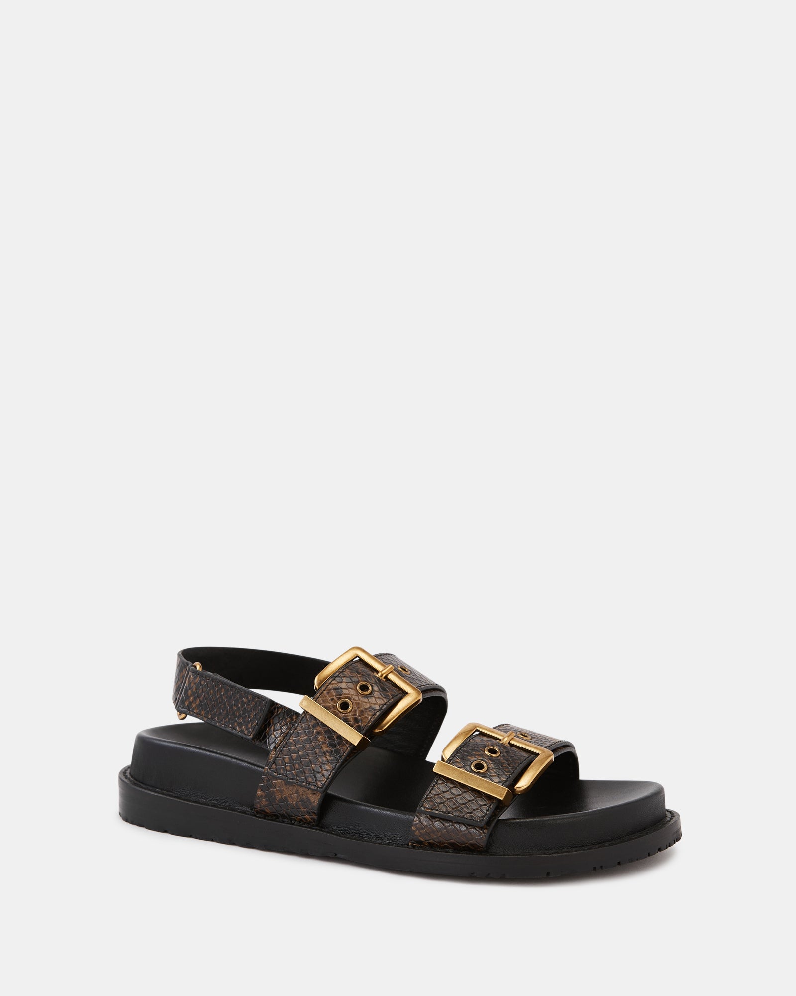 Archie Snake Emboss Leather Footbed Sandal