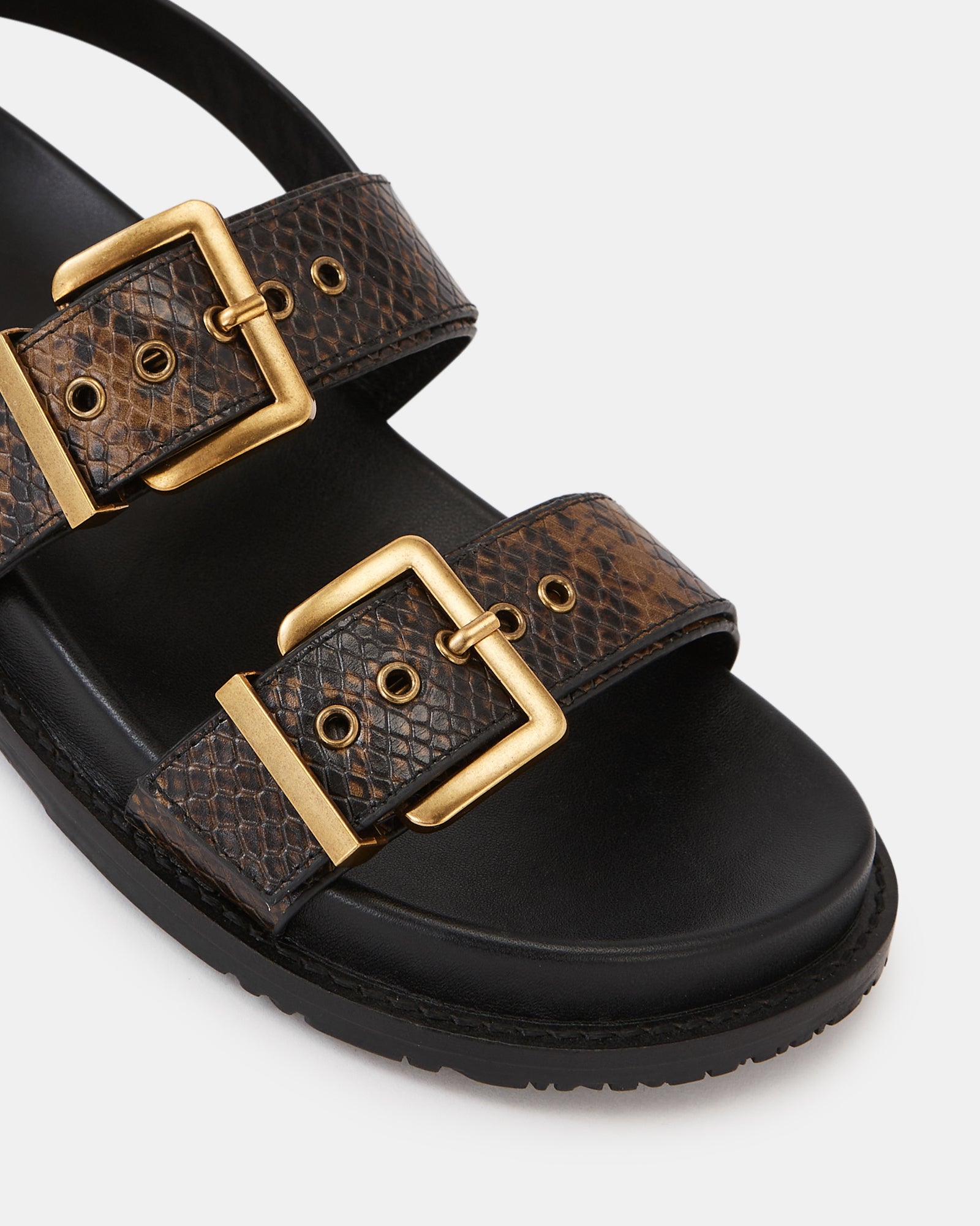 Archie Snake Emboss Leather Footbed Sandal