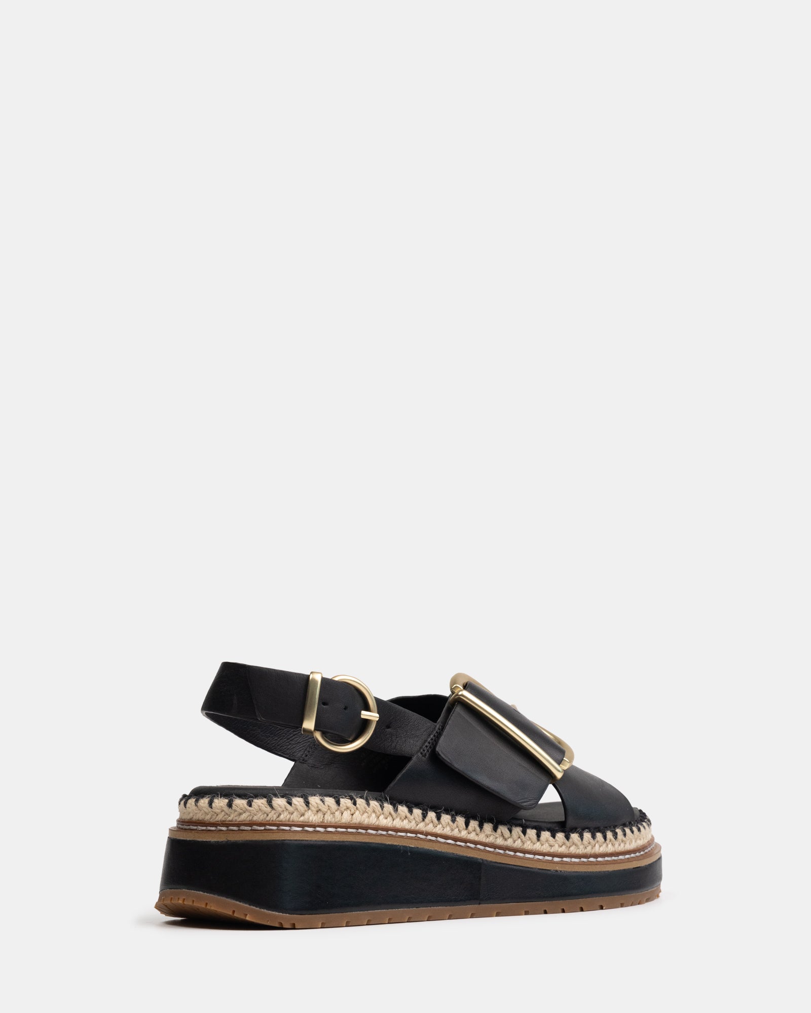 Deia Black Leather Flatform