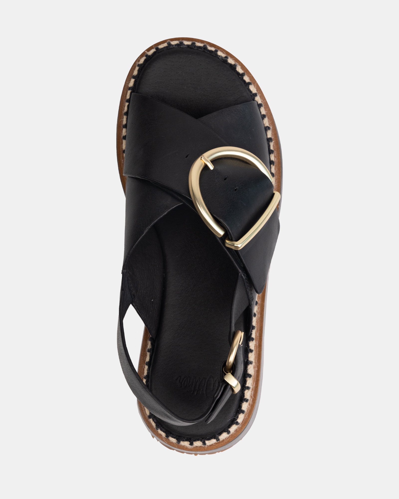 Deia Black Leather Flatform