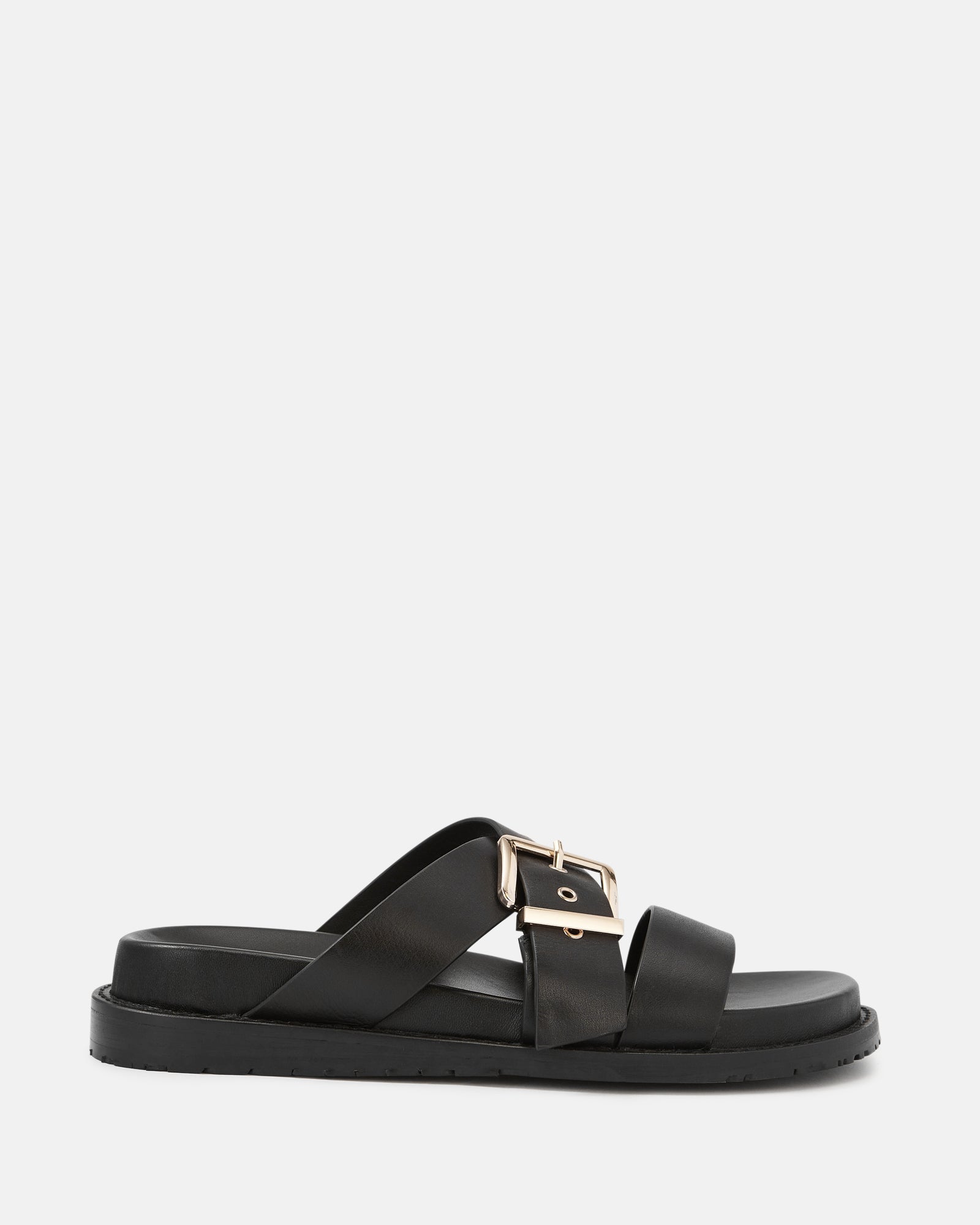 Adelle Black Leather Footbed Sandal