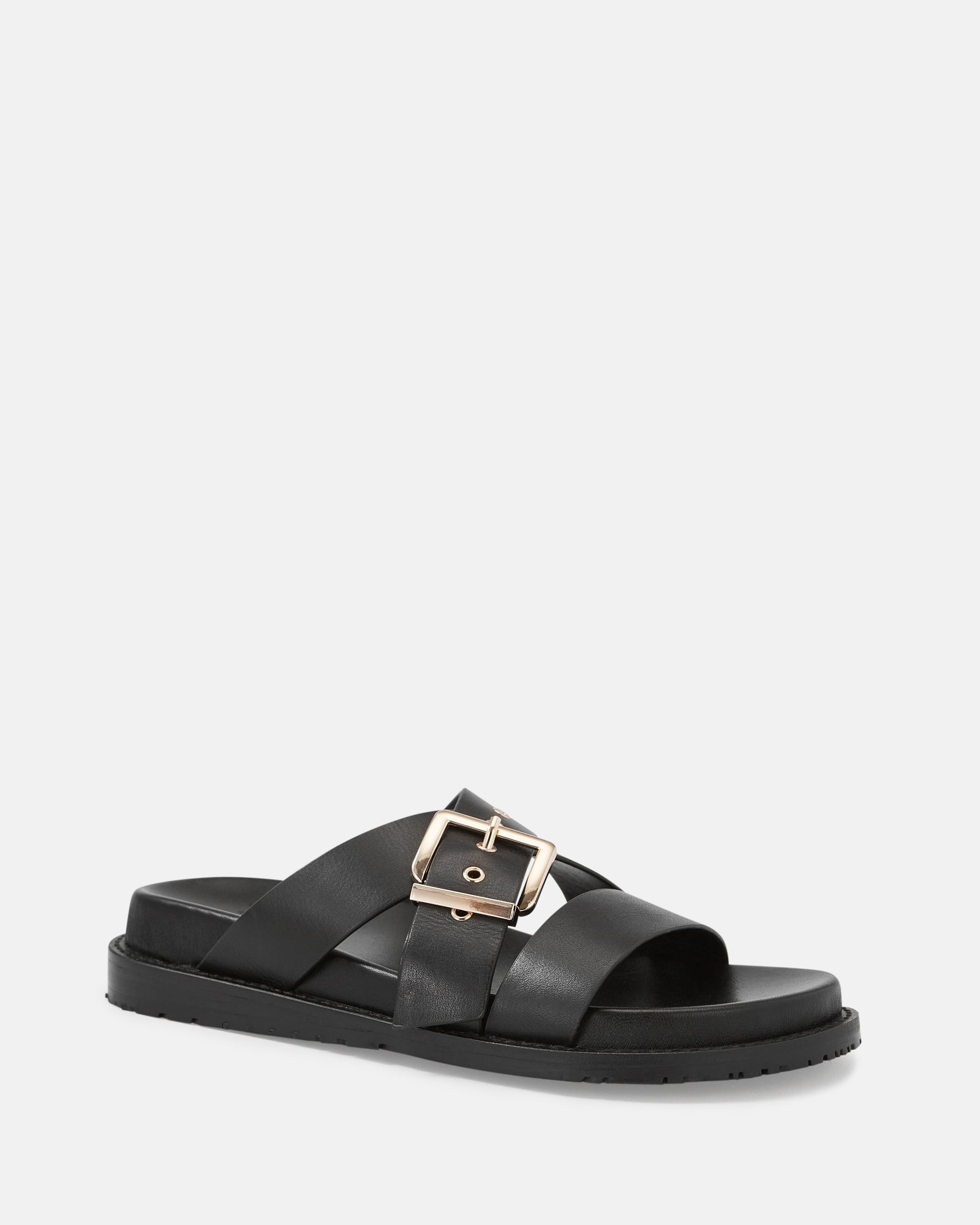 Adelle Black Leather Footbed Sandal