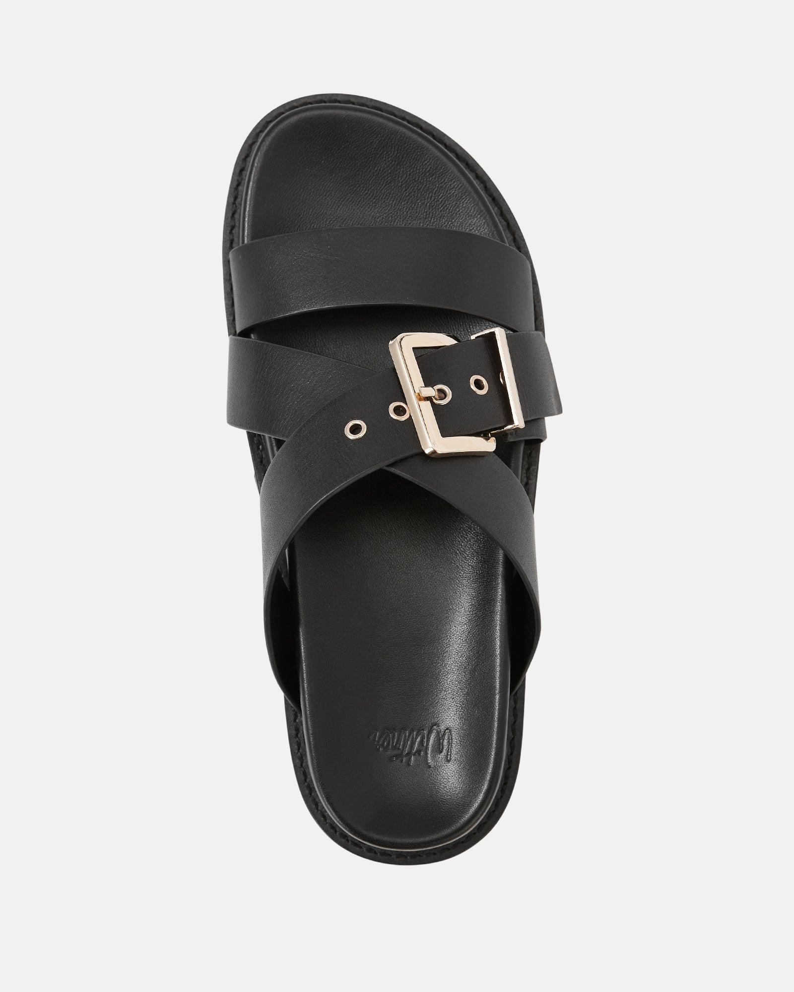 Adelle Black Leather Footbed Sandal