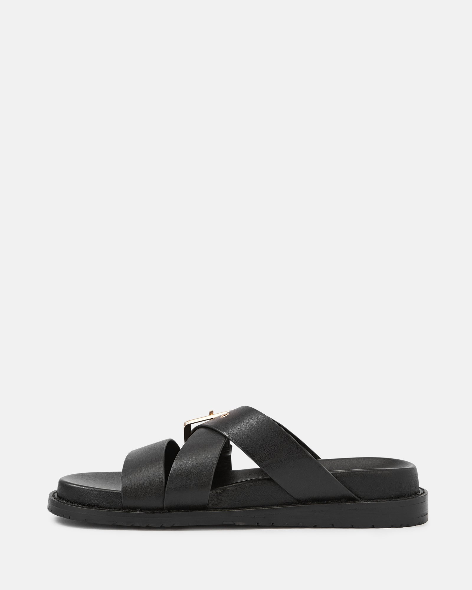 Adelle Black Leather Footbed Sandal