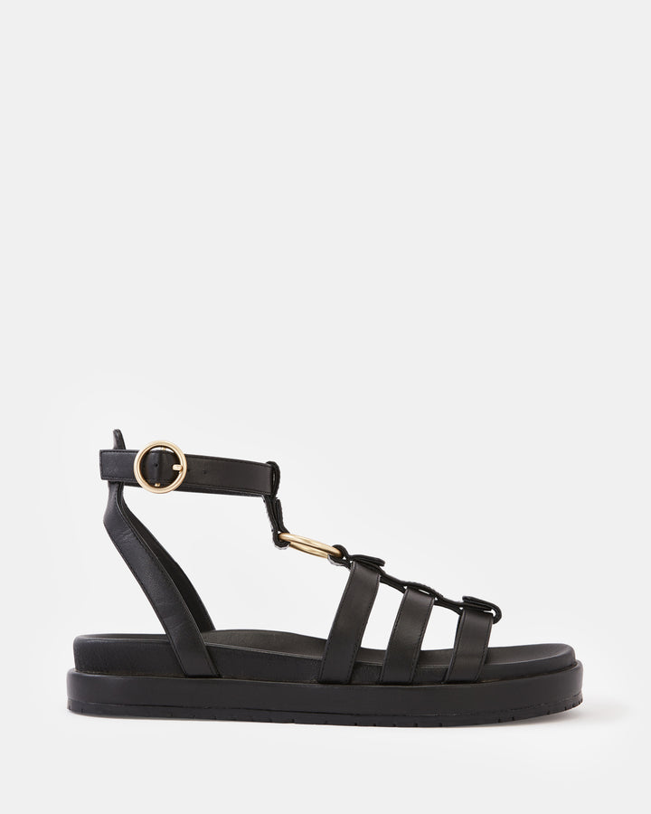 Bruna Black Leather Sandal