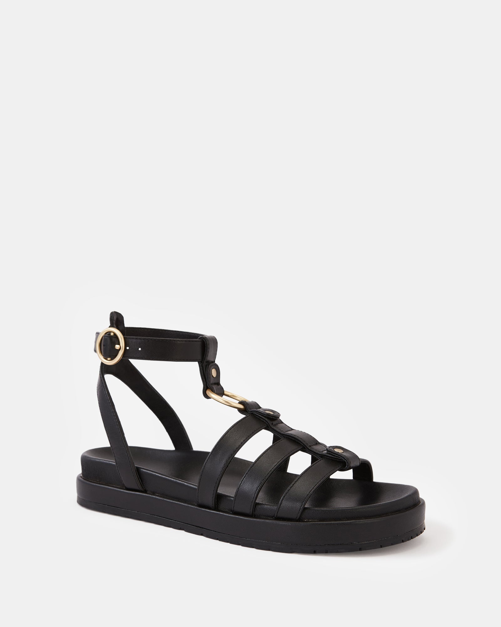 Bruna Black Leather Sandal