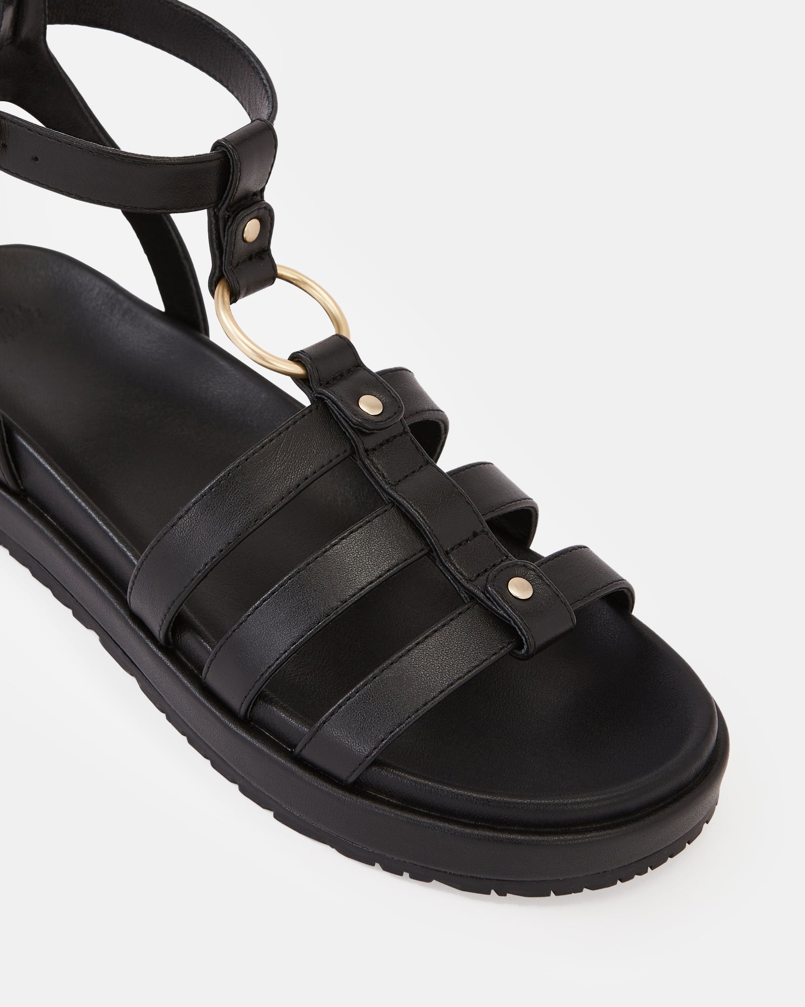 Bruna Black Leather Sandal