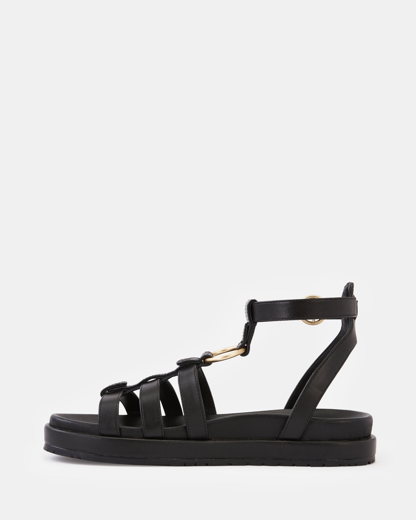 Bruna Black Leather Sandal