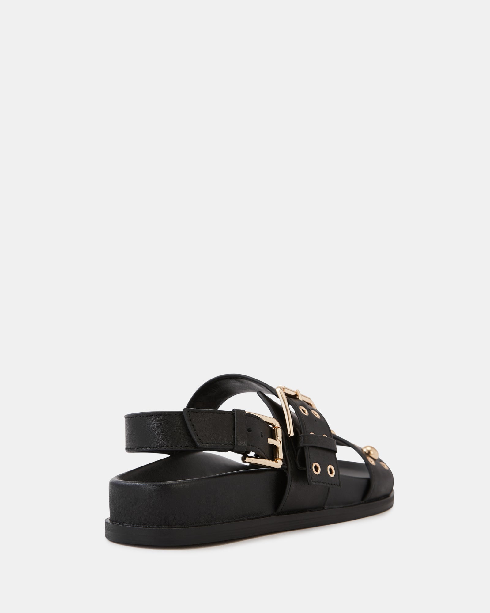 Fifi Black Leather Flatform Sandal