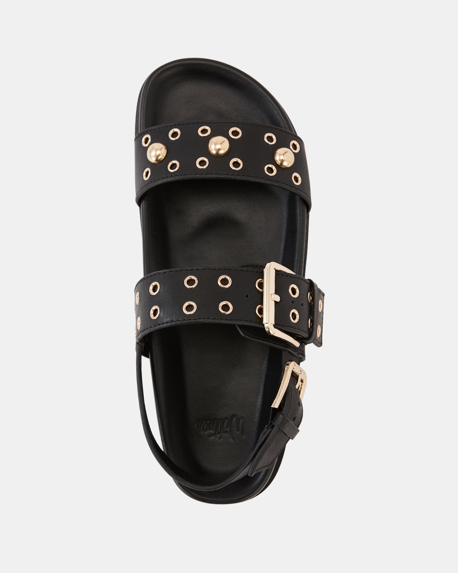 Fifi Black Leather Flatform Sandal