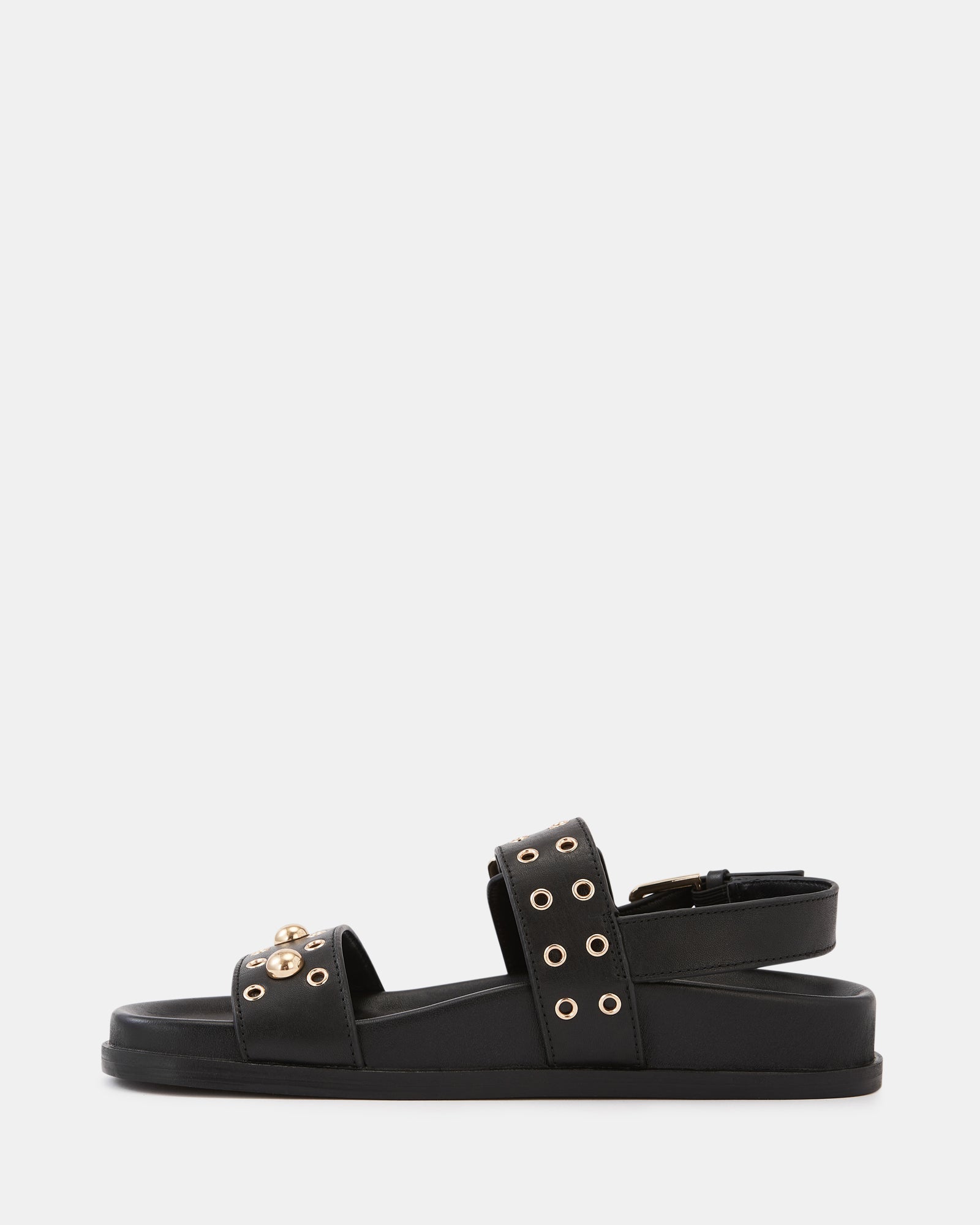 Fifi Black Leather Flatform Sandal