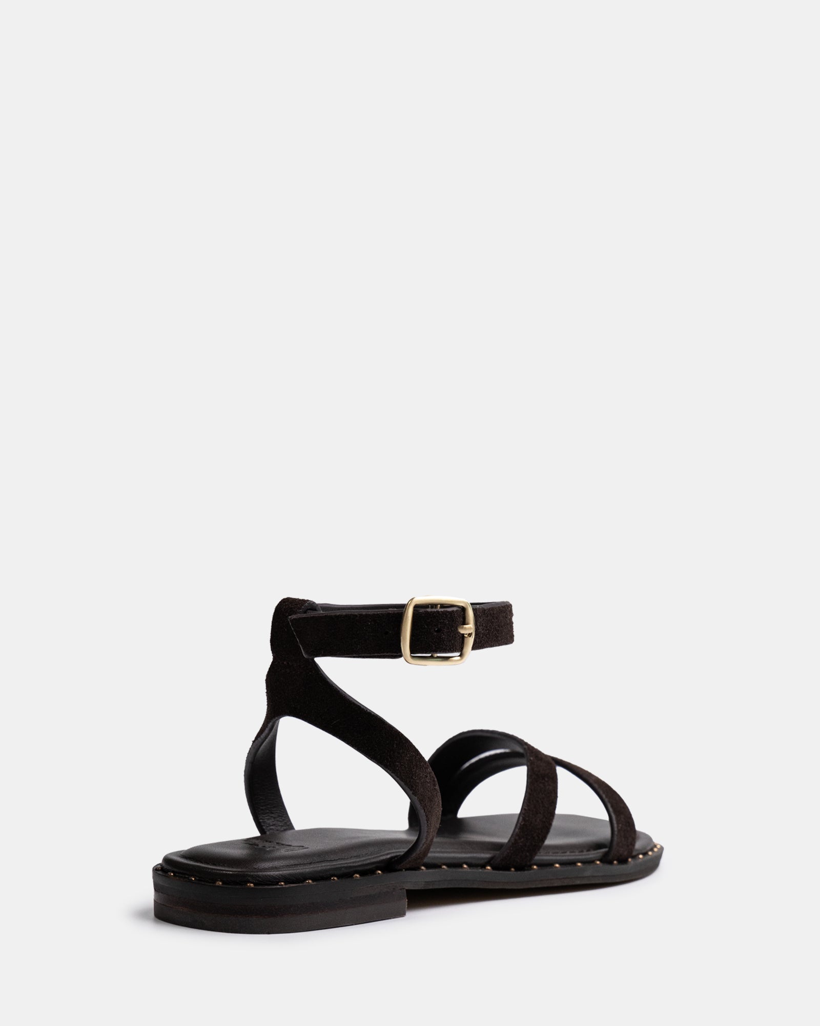Crystina Chocolate Suede Leather Strappy Sandal