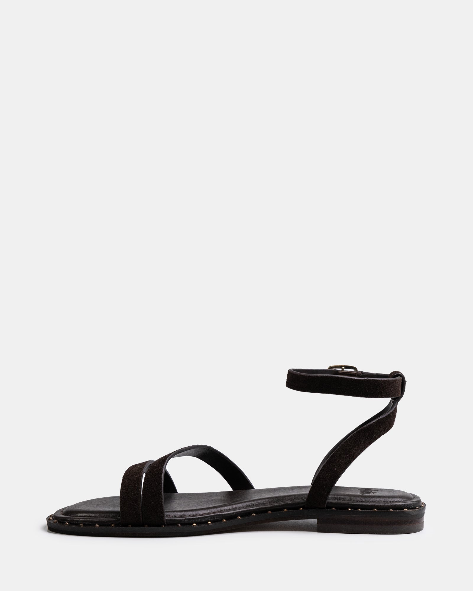 Crystina Chocolate Suede Leather Strappy Sandal
