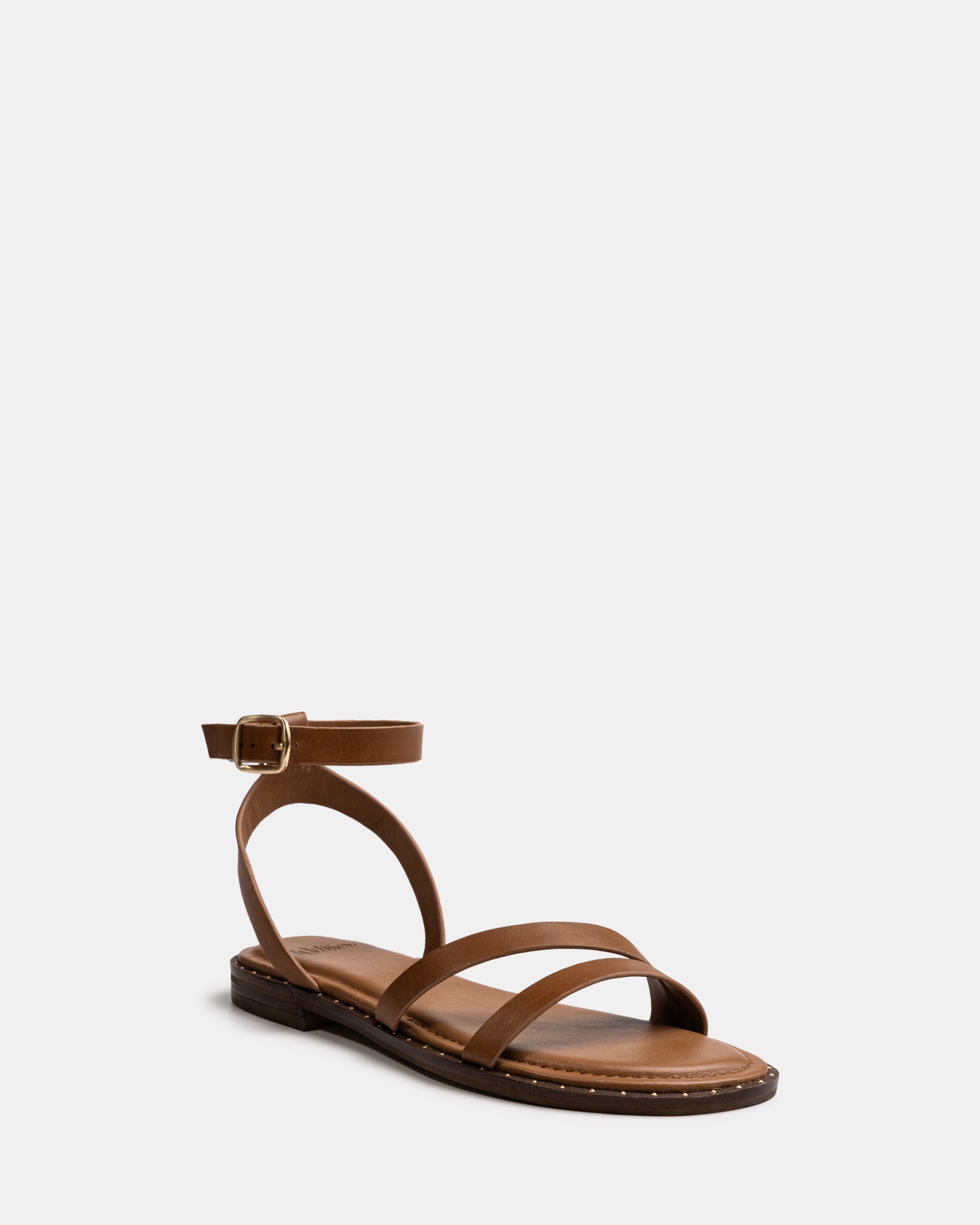 Crystina Dark Cognac Leather Strappy Sandal