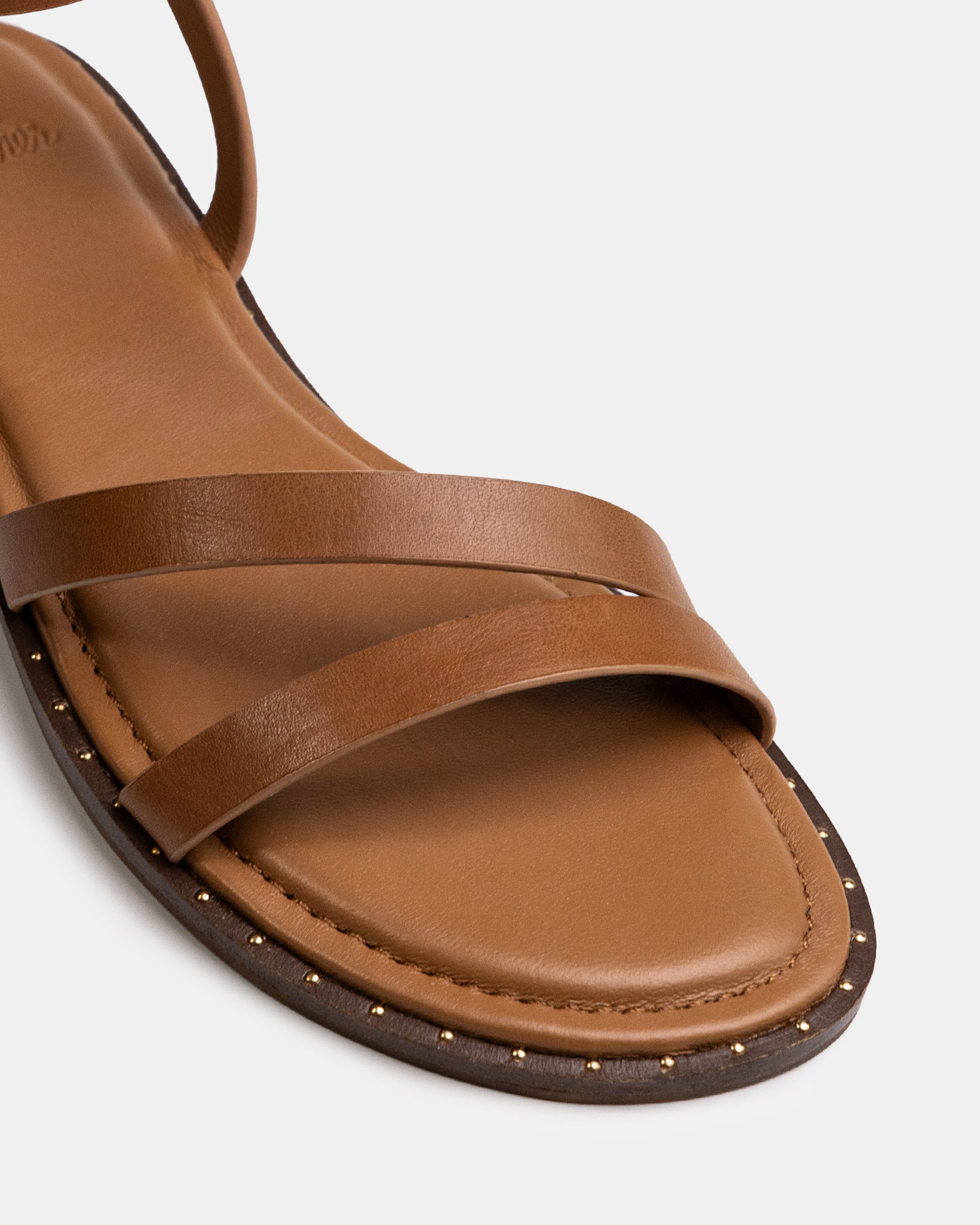 Crystina Dark Cognac Leather Strappy Sandal