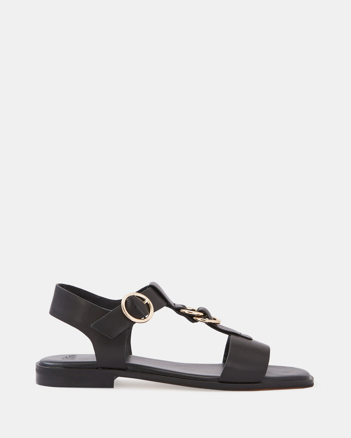 Dalia Black Pebble Leather Sandal