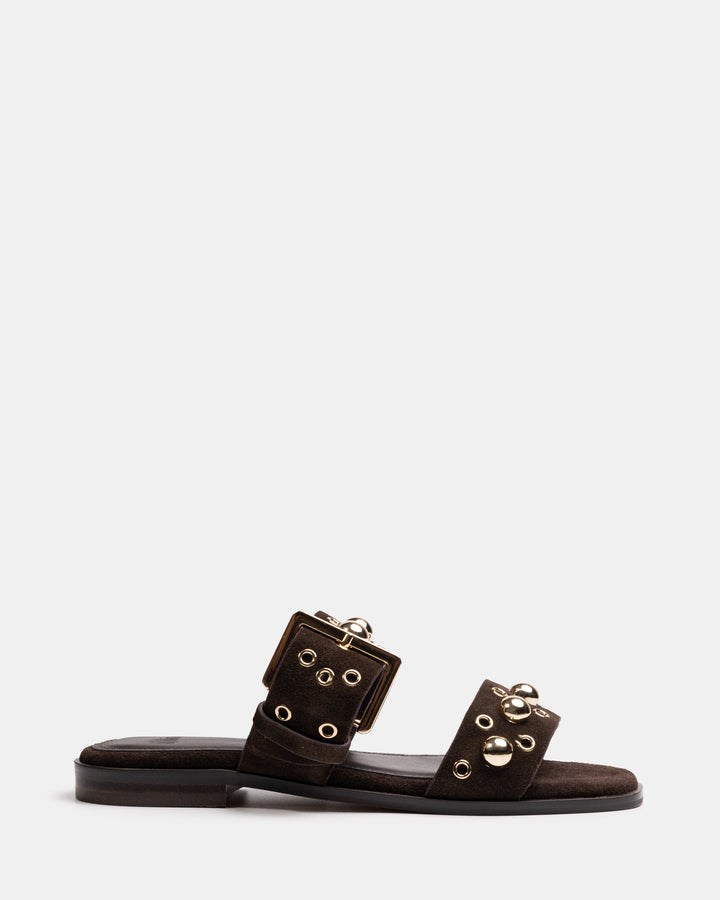 Dixee Ebony Suede Leather Sandal