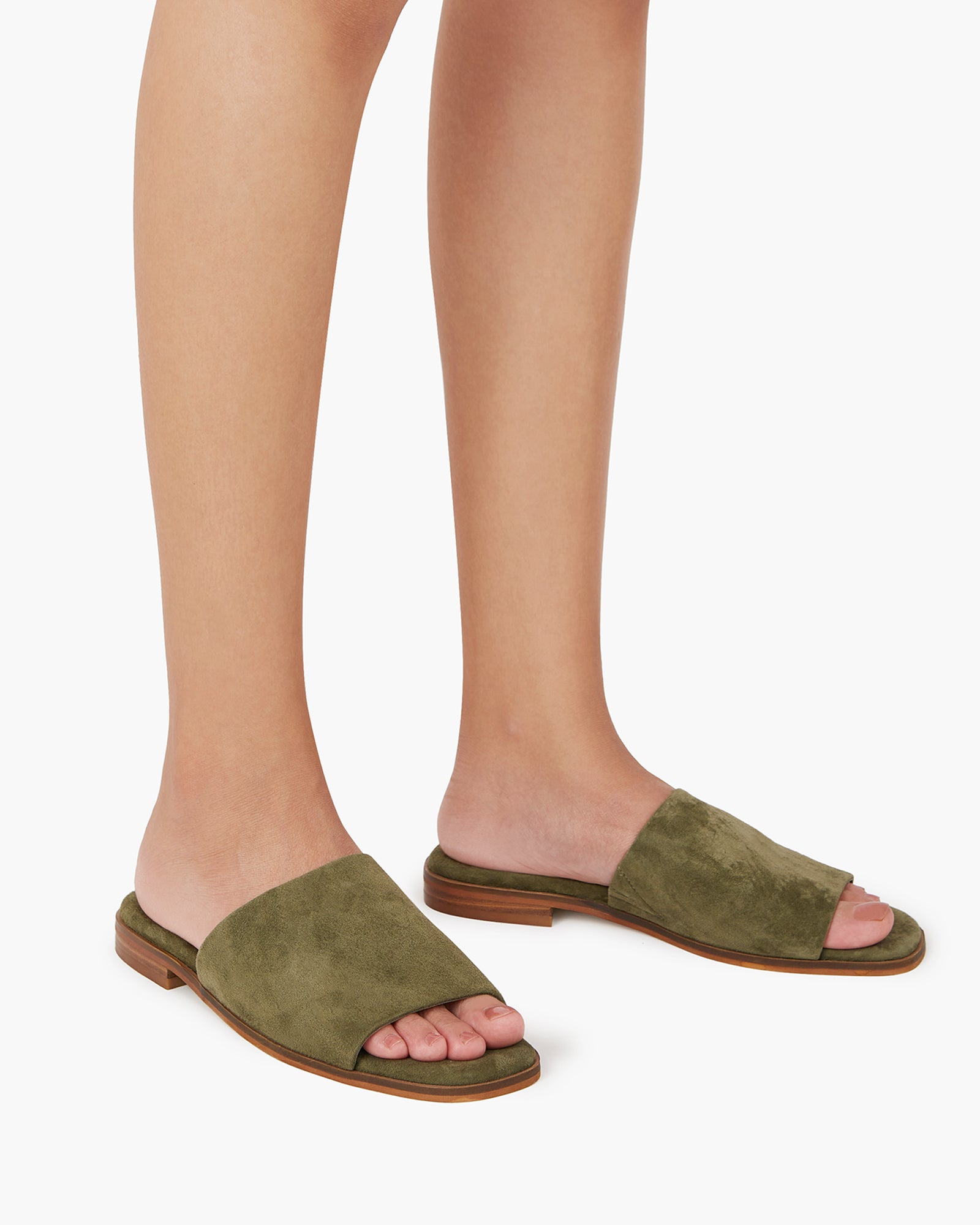 Doro Boho Green Suede Leather Slide