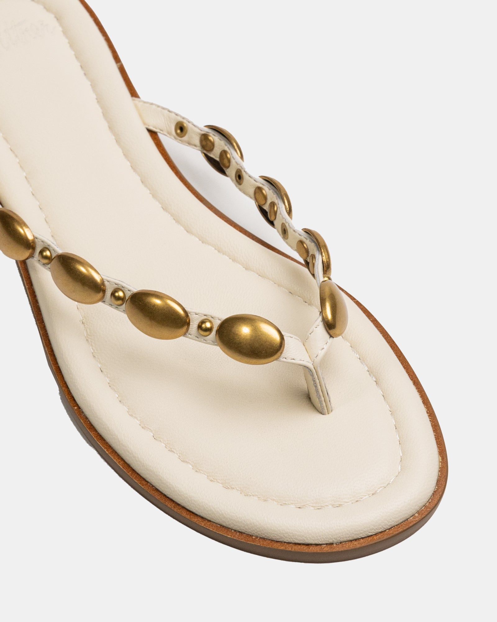 Ediva Vintage Ivory Leather Thong