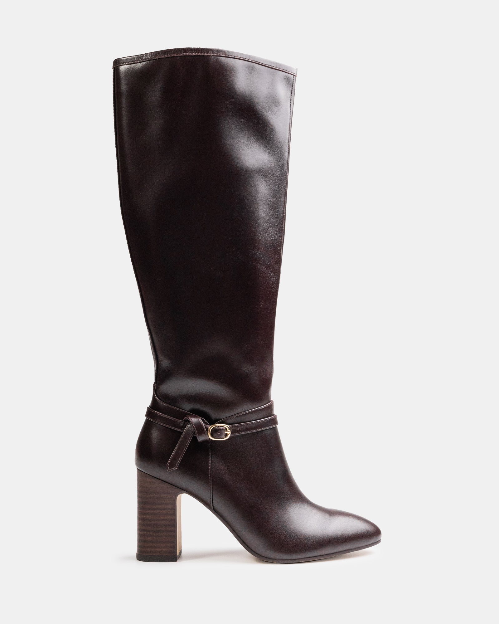 Presley Dark Brown Leather Knee High Boot