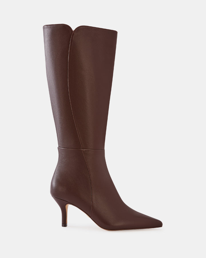 Tyra Dark Brown Leather Knee High Boot