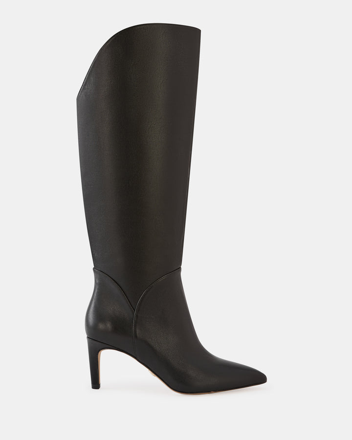 Freda Black Leather Knee High Boot