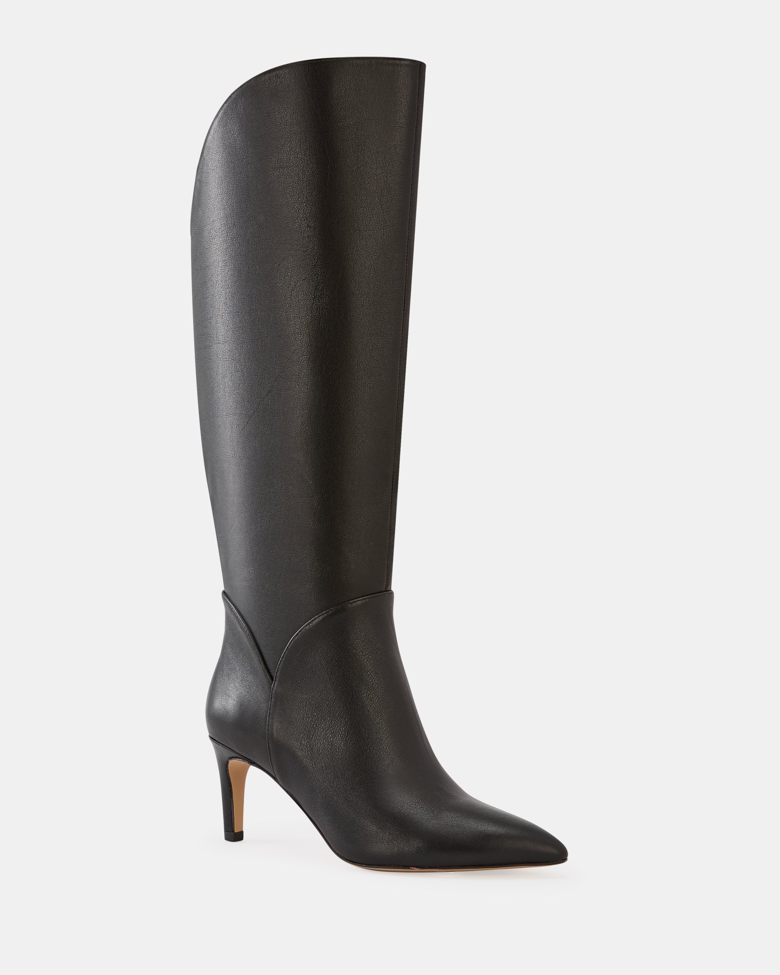 Freda Black Leather Knee High Boot