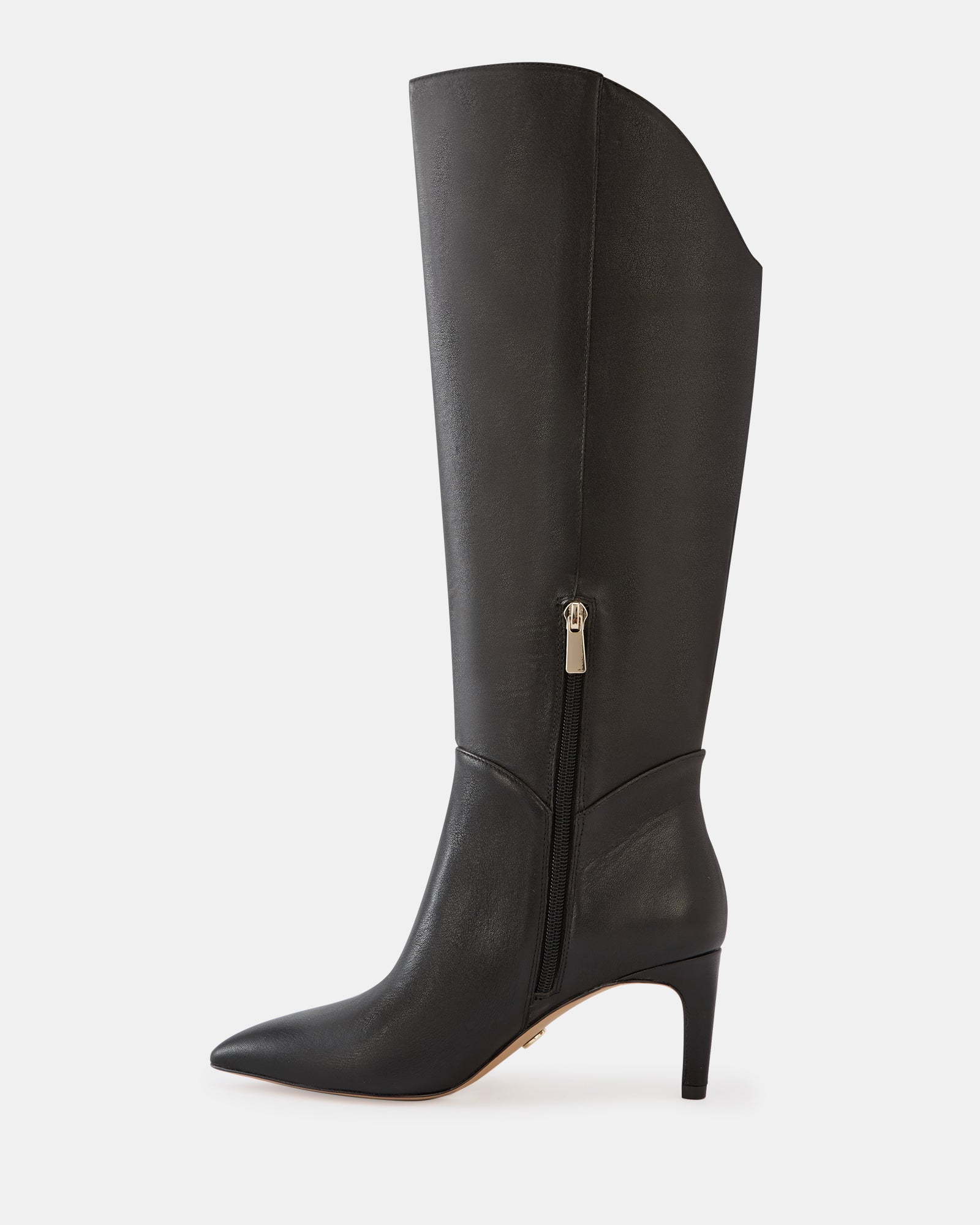 Freda Black Leather Knee High Boot