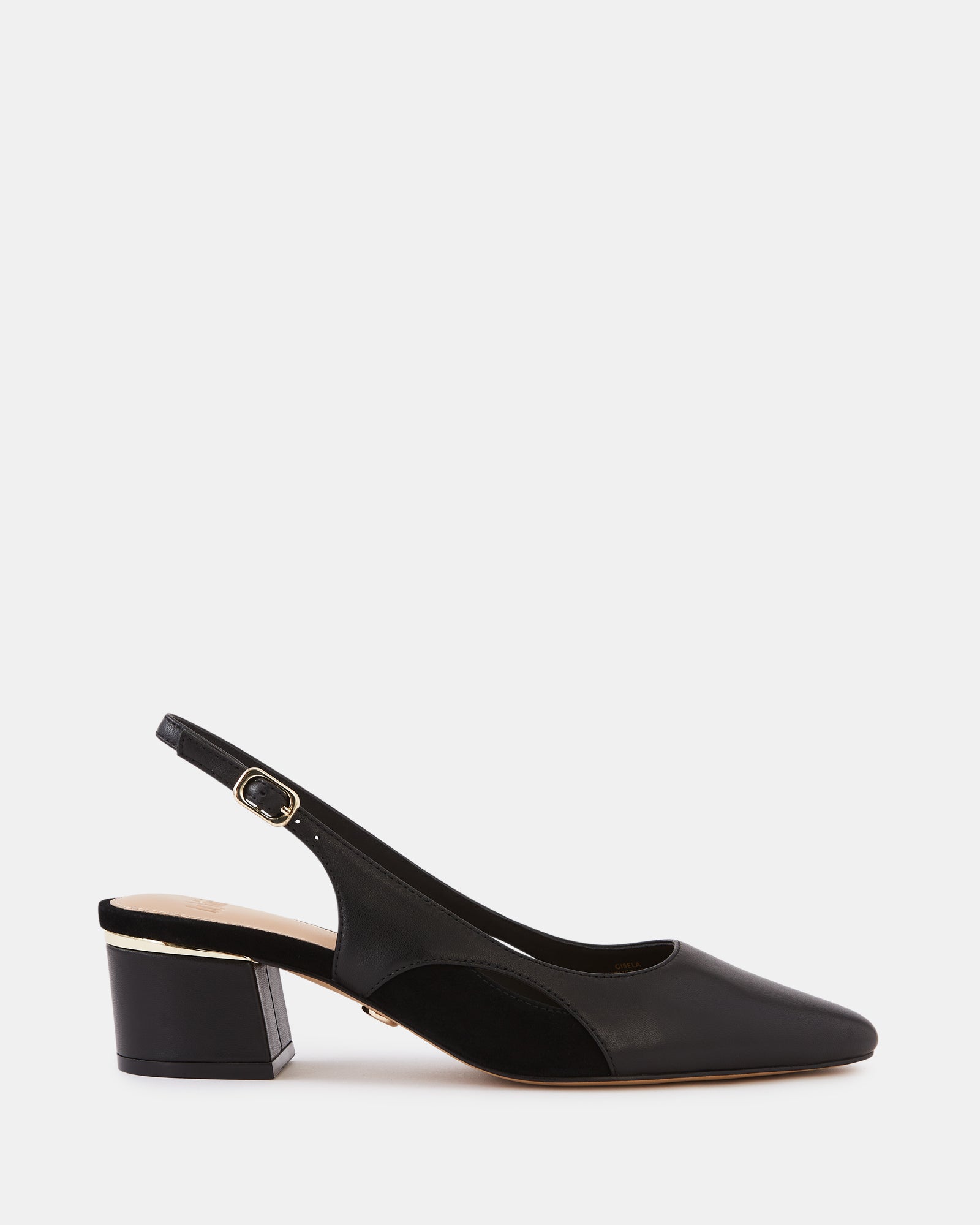 Gisela Black Leather Slingback