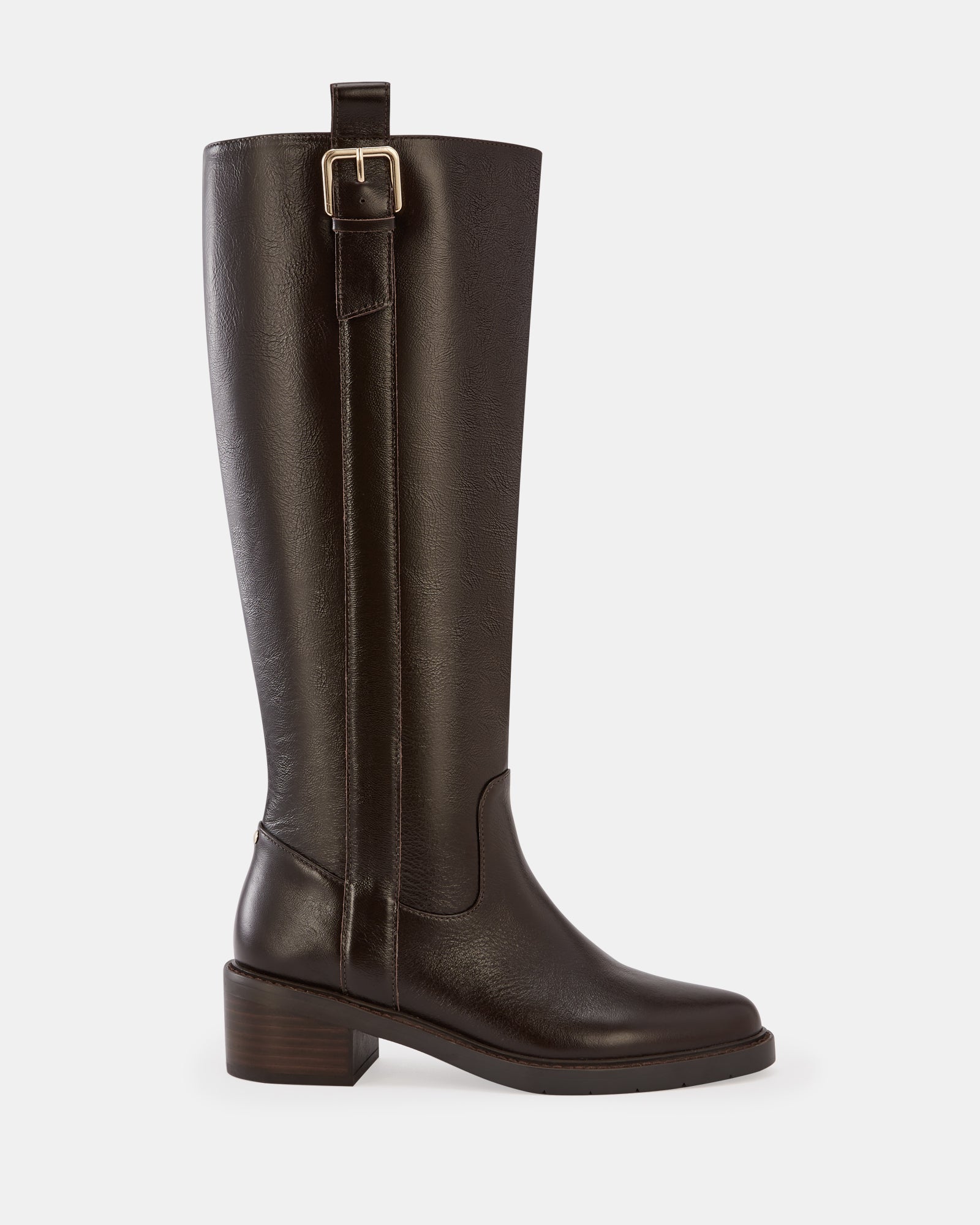 Bobby Dark Brown Leather Knee High Boot