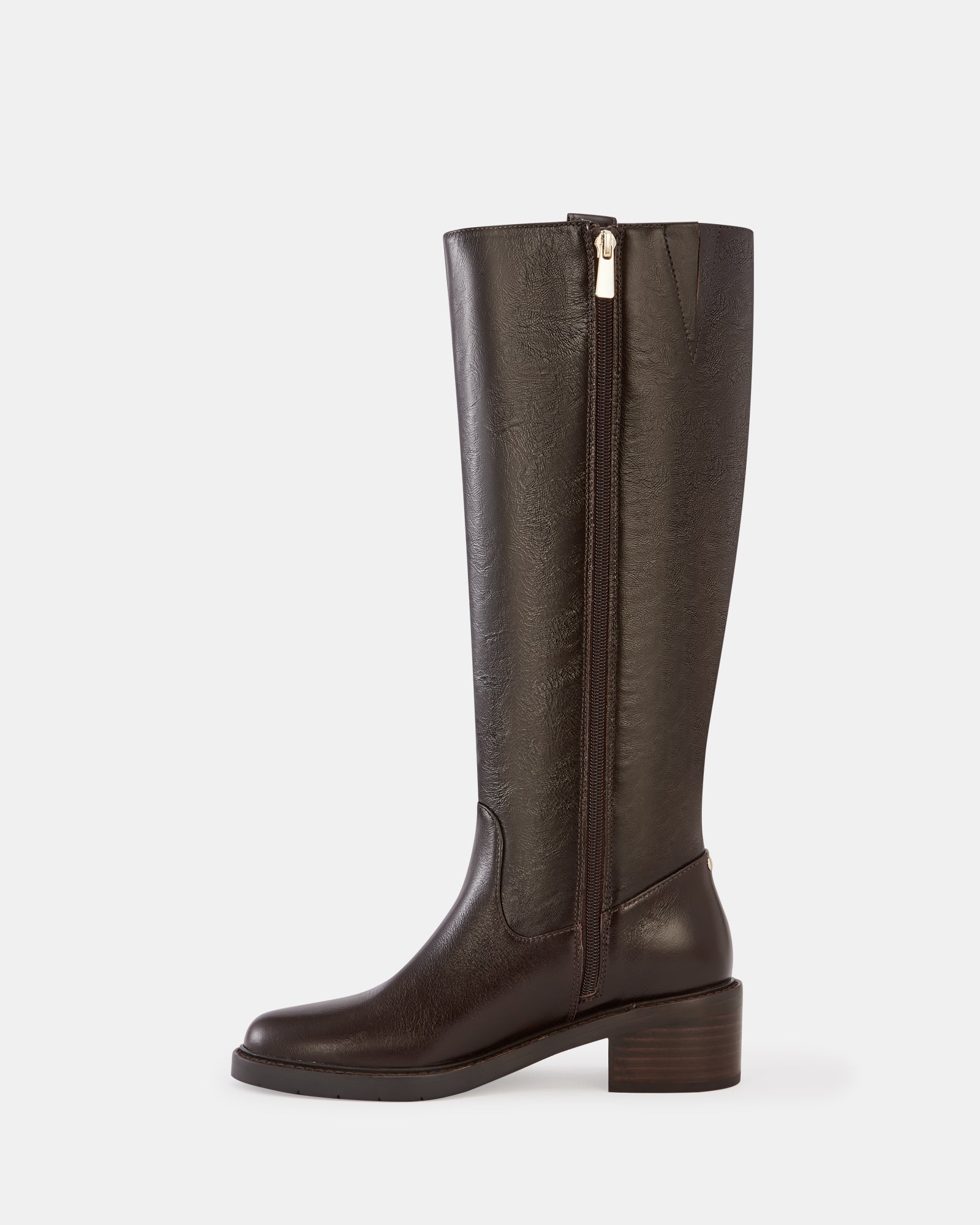 Bobby Dark Brown Leather Knee High Boot
