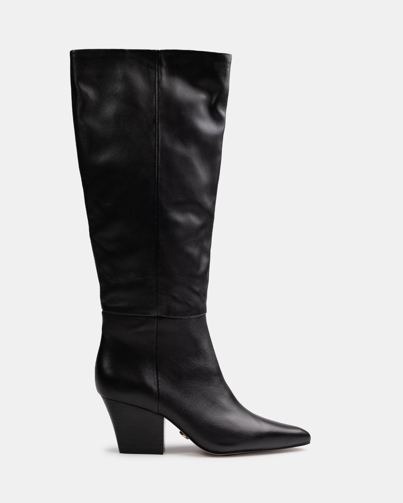 Kolton Black Leather Knee High Boot
