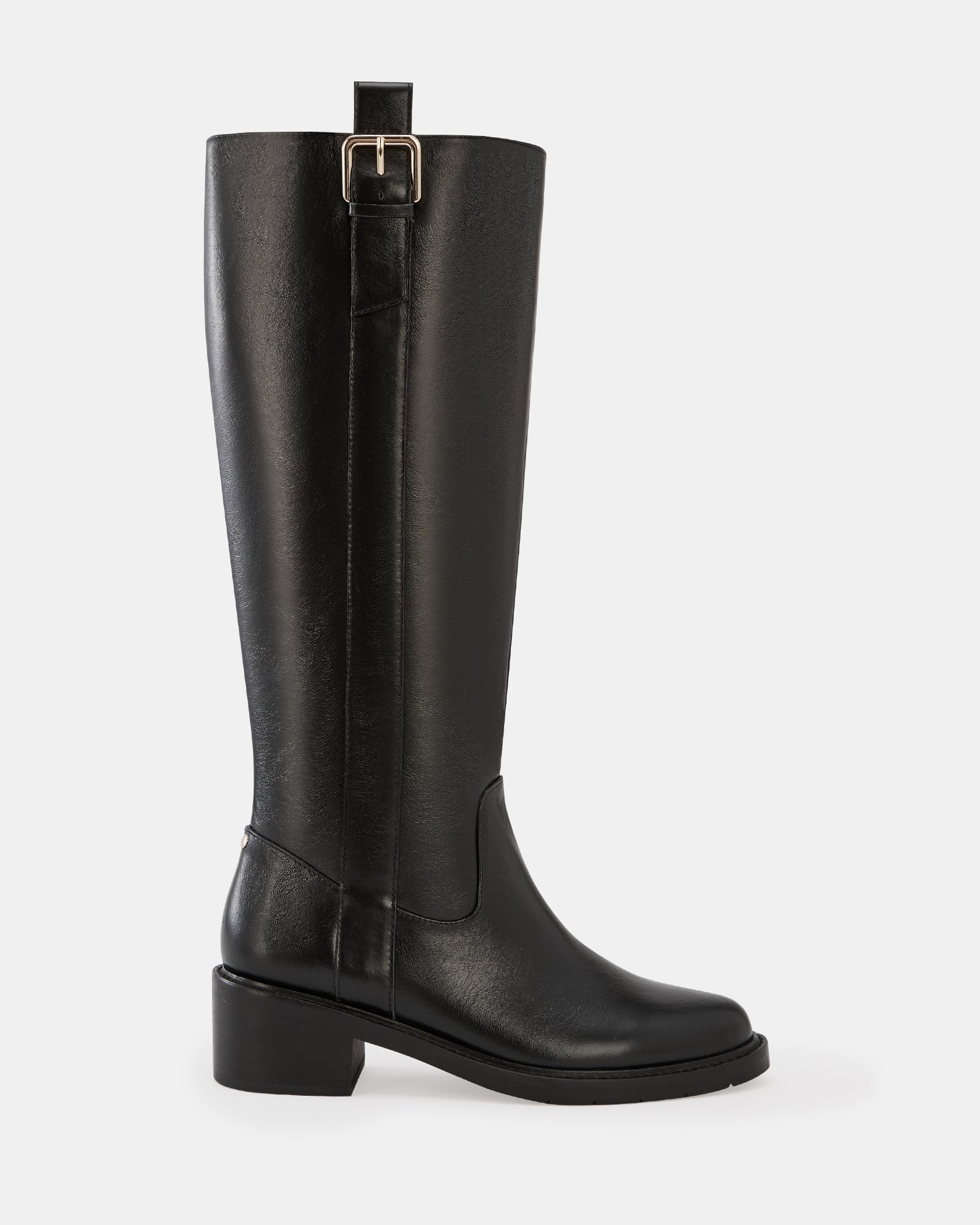 Bobby Black Leather Knee High Boot