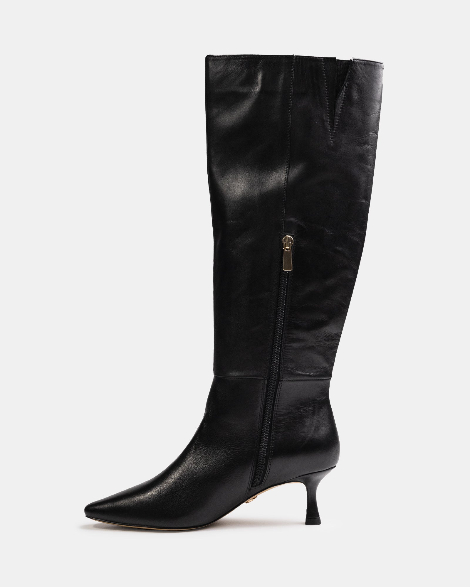 Mia Black Leather Knee High Boot