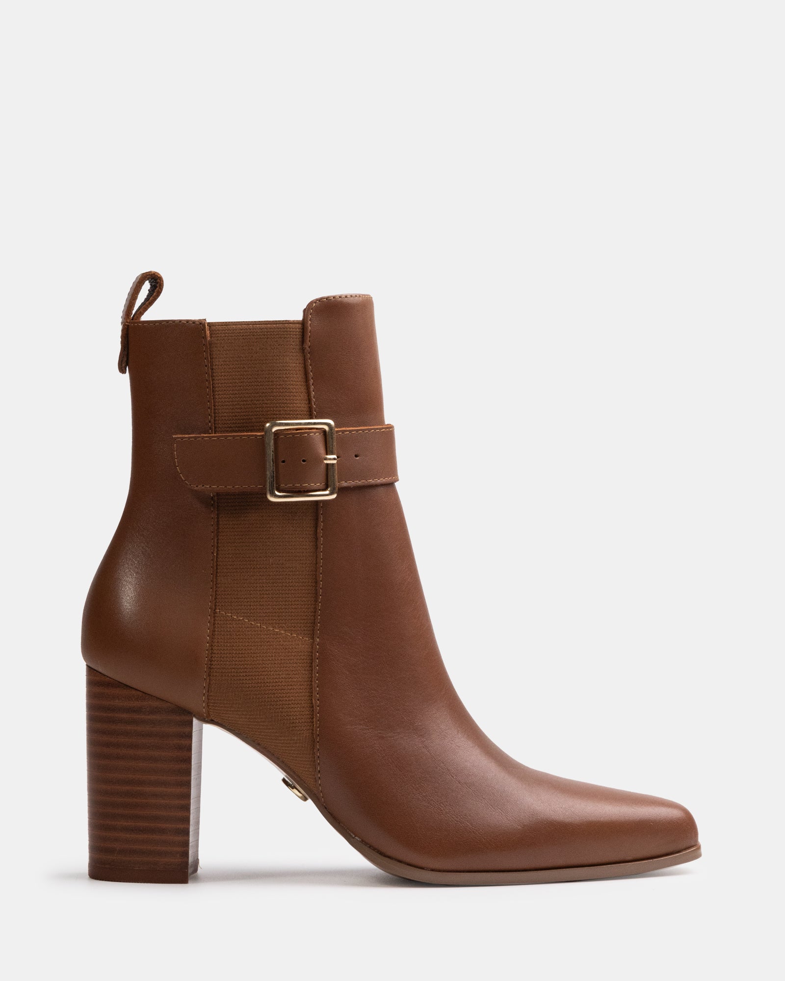 Holli Dark Cognac Leather Ankle Boot