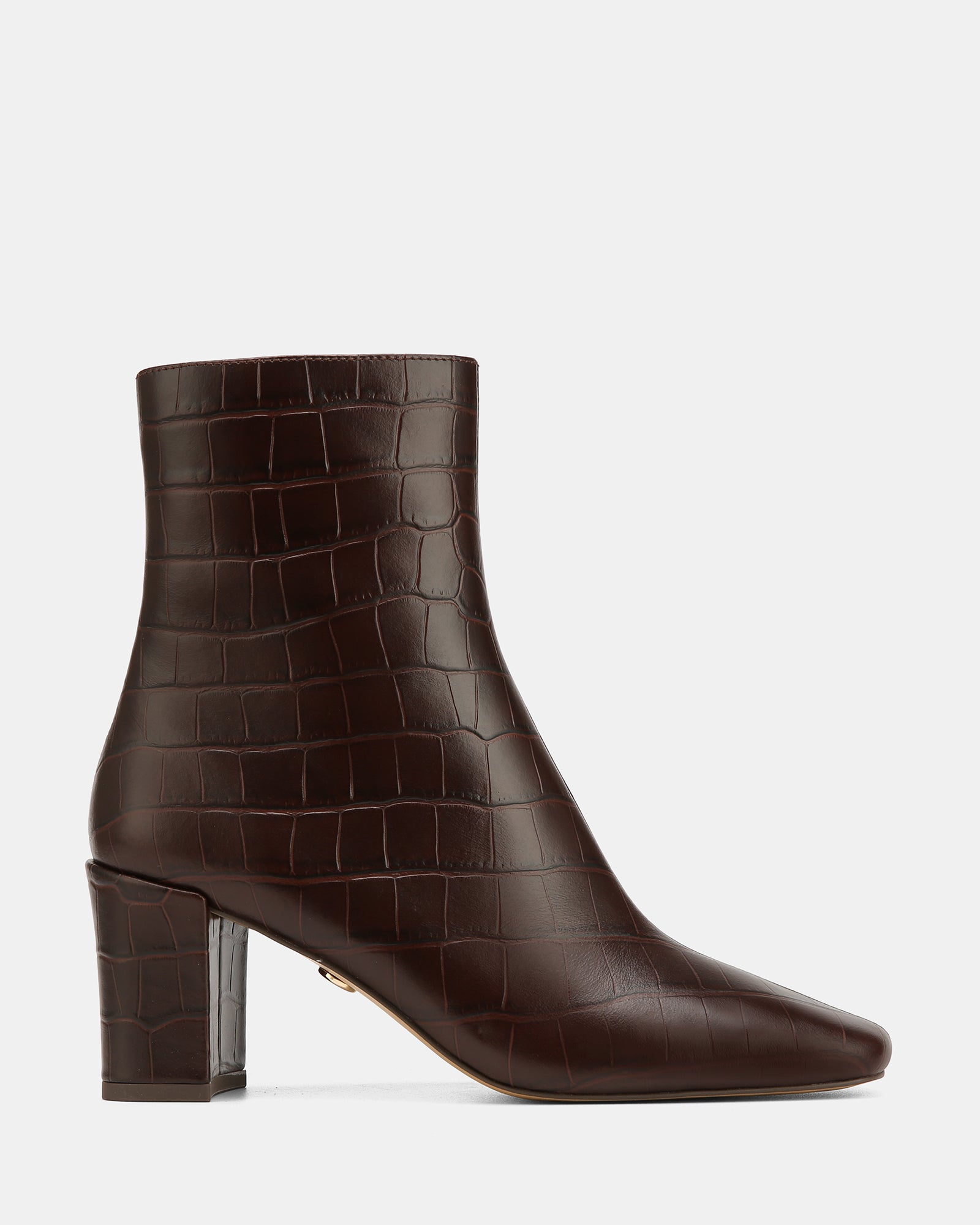 Lena Ebony Croc Embossed Leather Ankle Boot