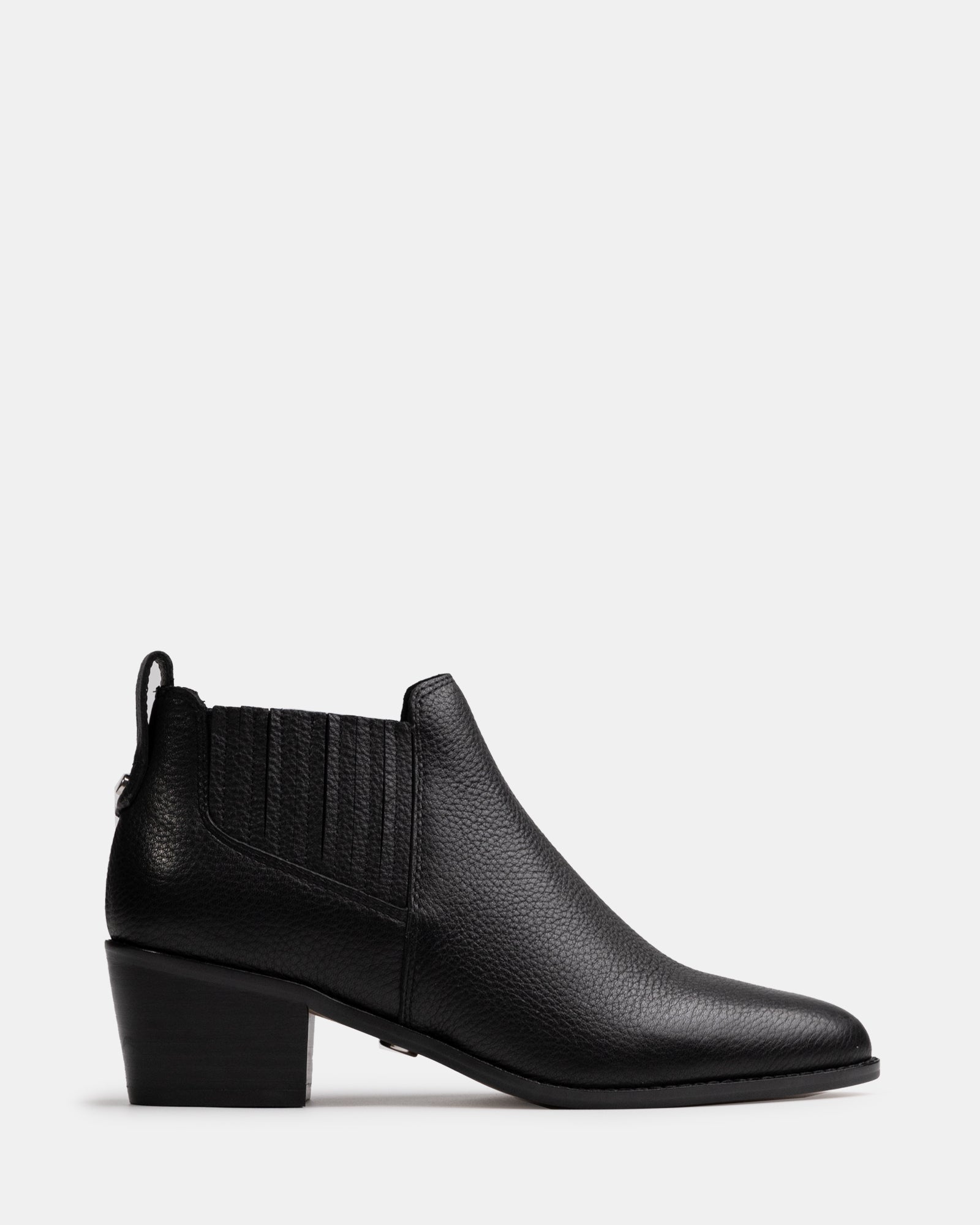 Jassie Black Leather Ankle Boot
