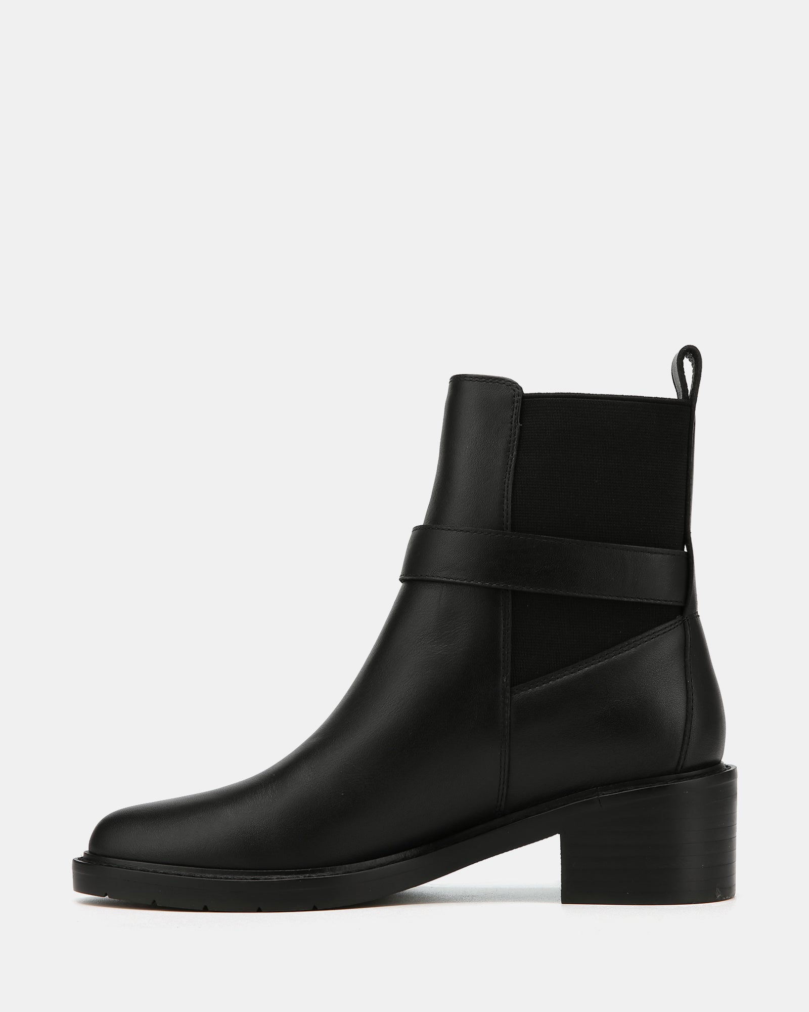 Brandy Black Leather Ankle Boot