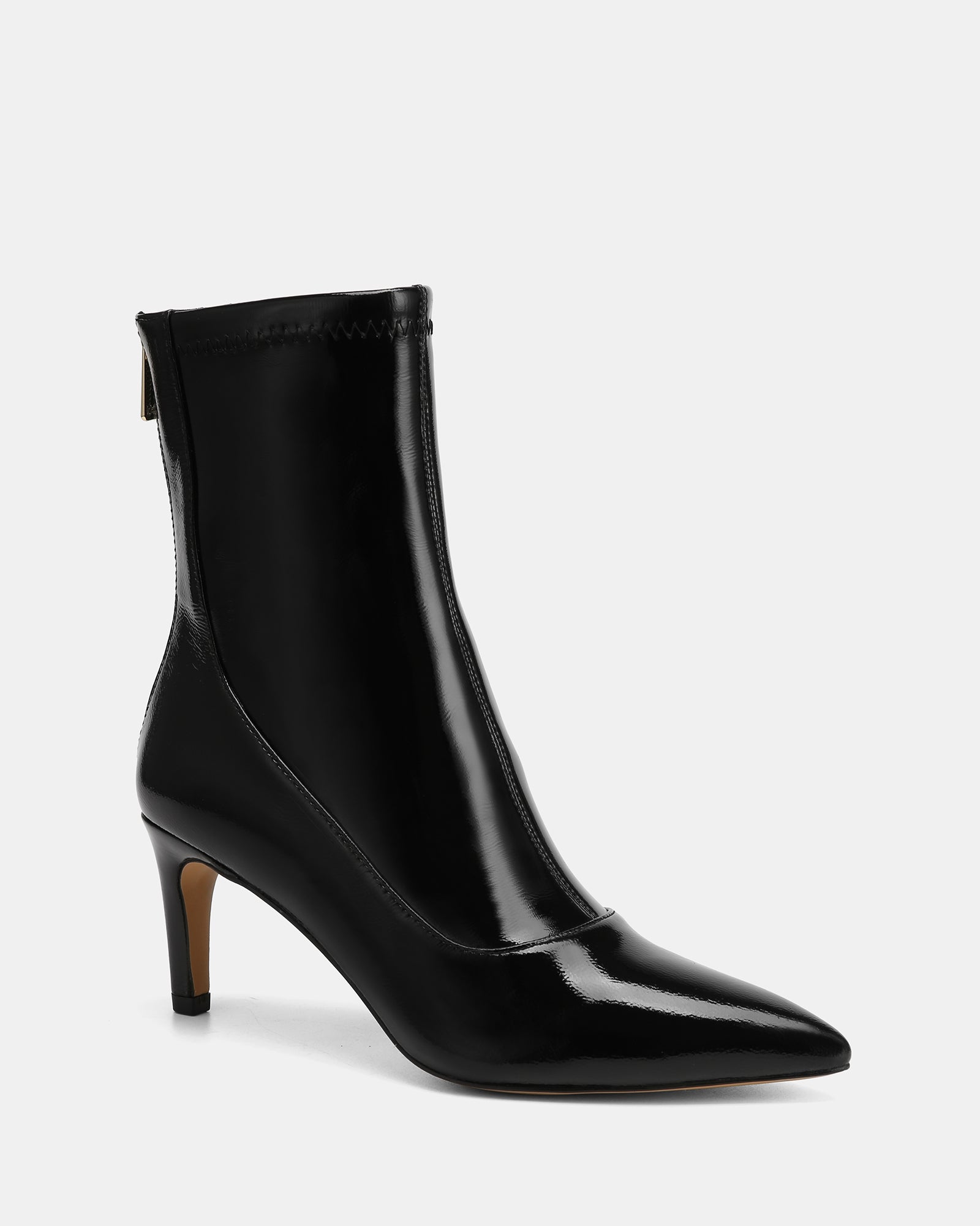 Felix Black Stretch Patent Leather Ankle Boot