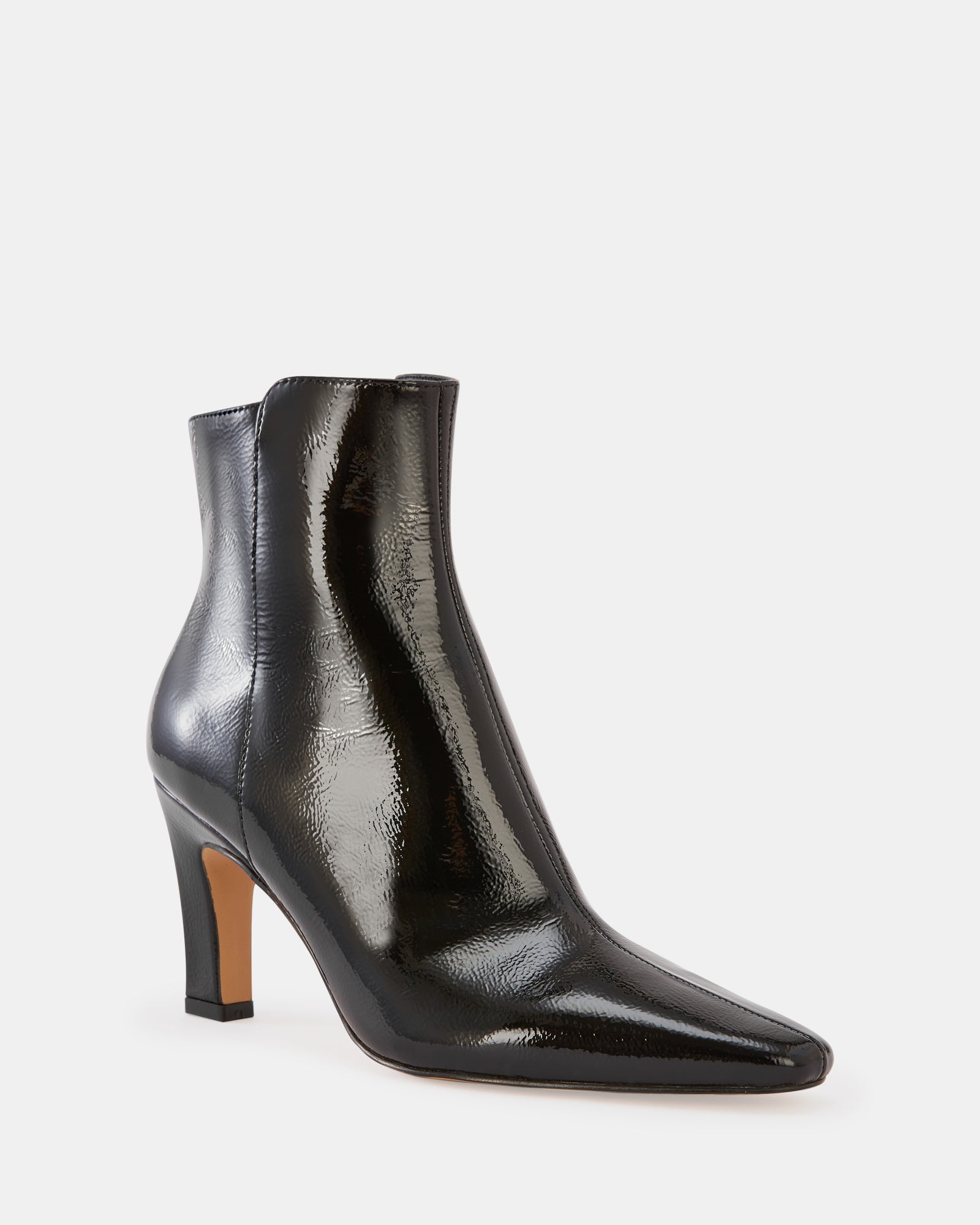 Loz Black Crinkle Patent Leather Ankle Boot