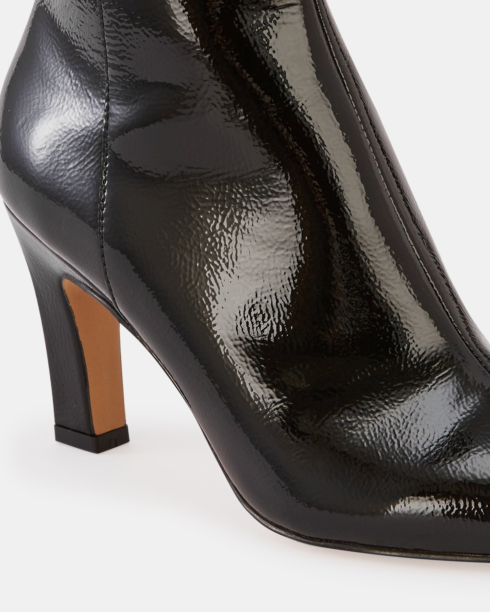 Loz Black Crinkle Patent Leather Ankle Boot